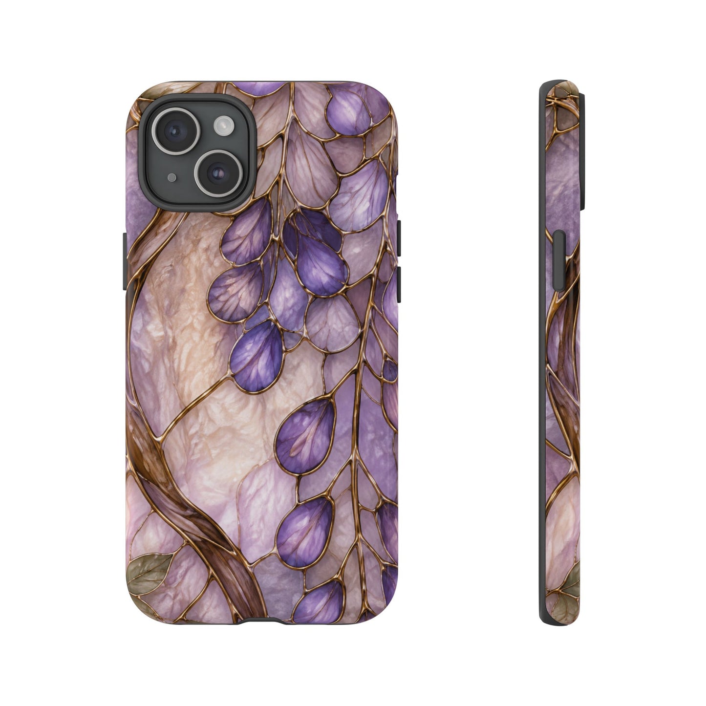 Wisteria Wilows Floral Lavender Vines Tough Phone Case- Stained glass floral collection