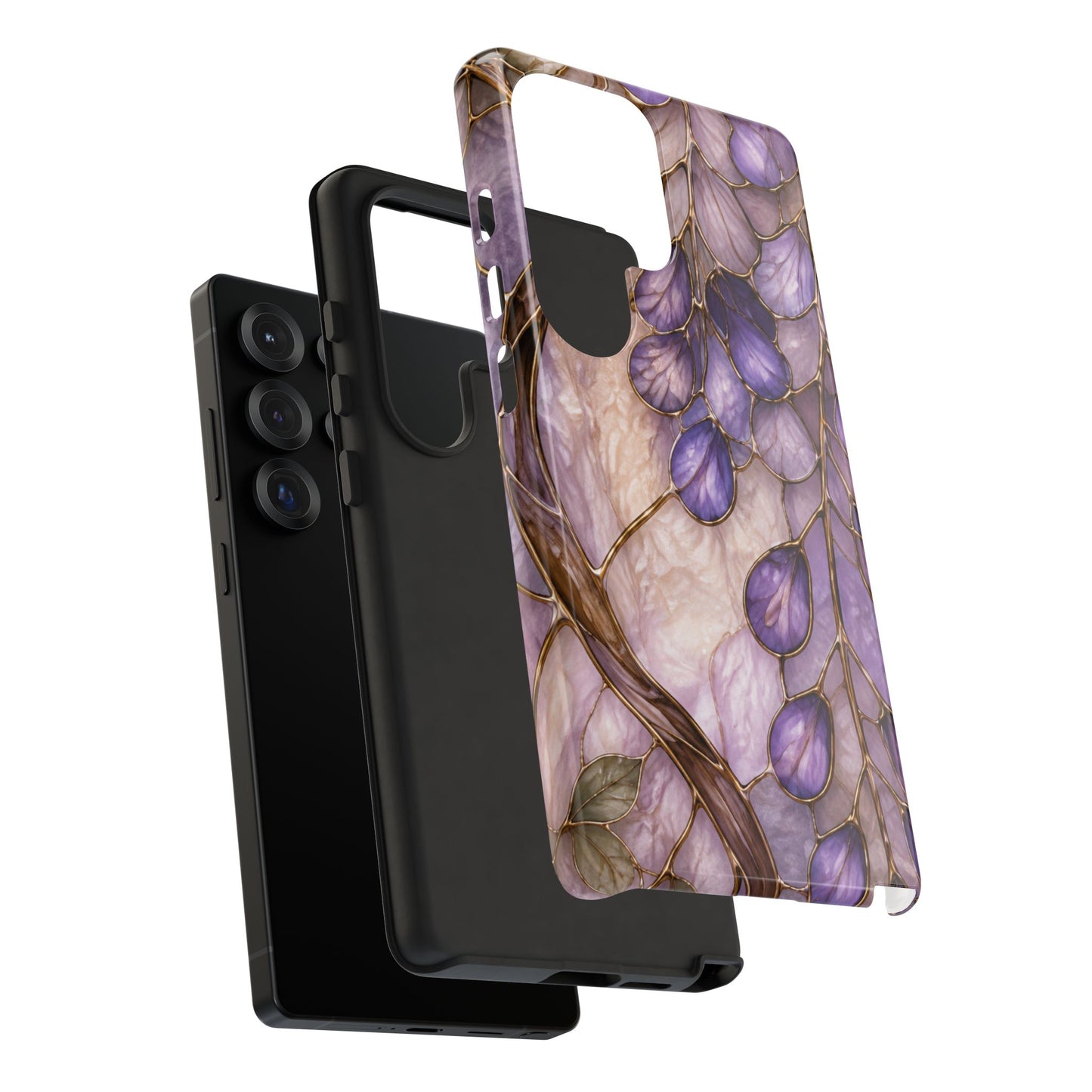 Wisteria Wilows Floral Lavender Vines Tough Phone Case- Stained glass floral collection