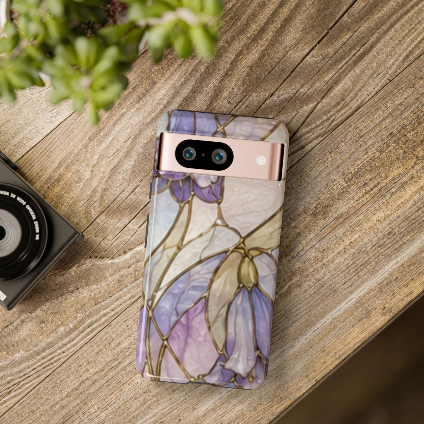Lilac Meadows Stained Floral Glass Phone Case – Purple Lily Tough Case