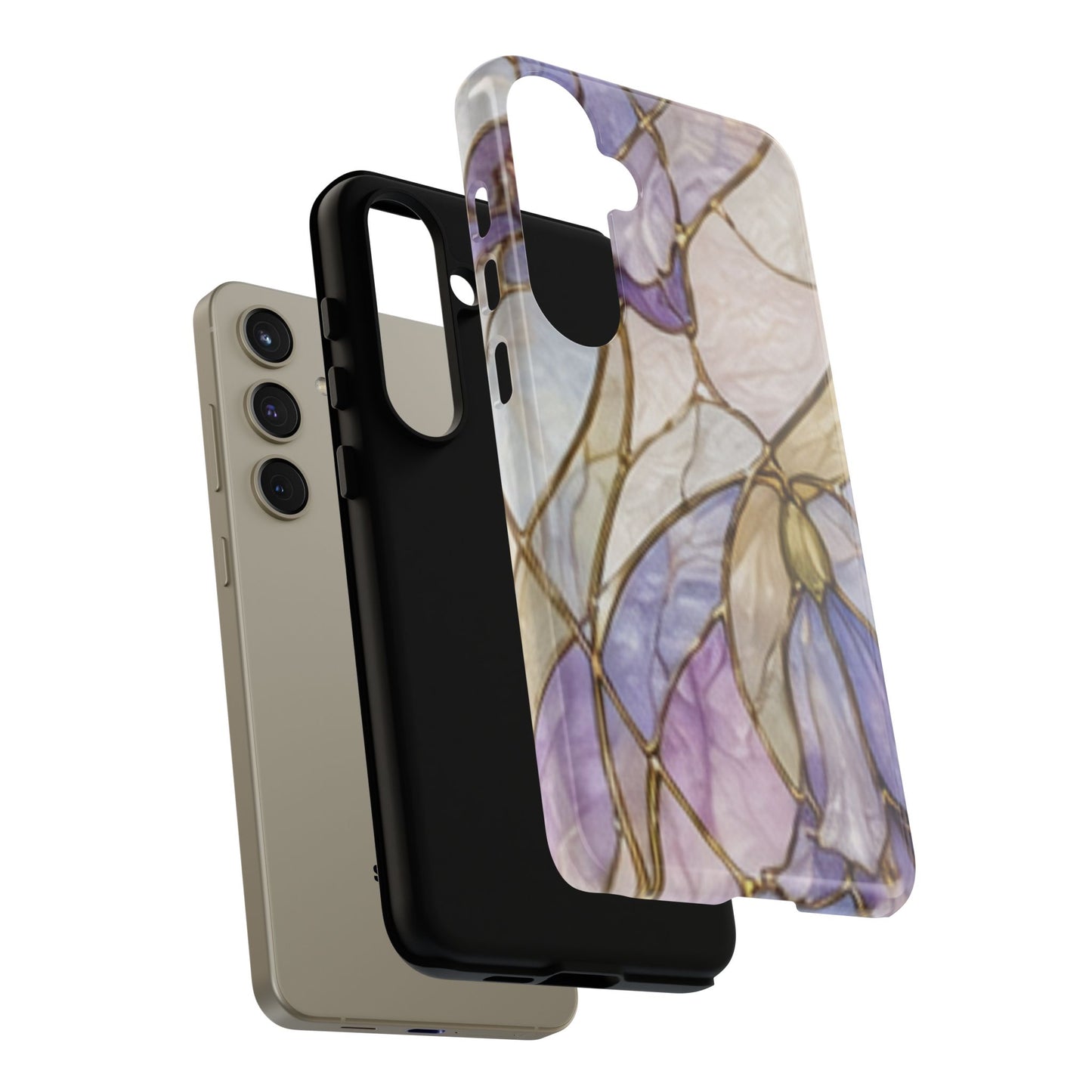 Lilac Meadows Stained Floral Glass Phone Case – Purple Lily Tough Case