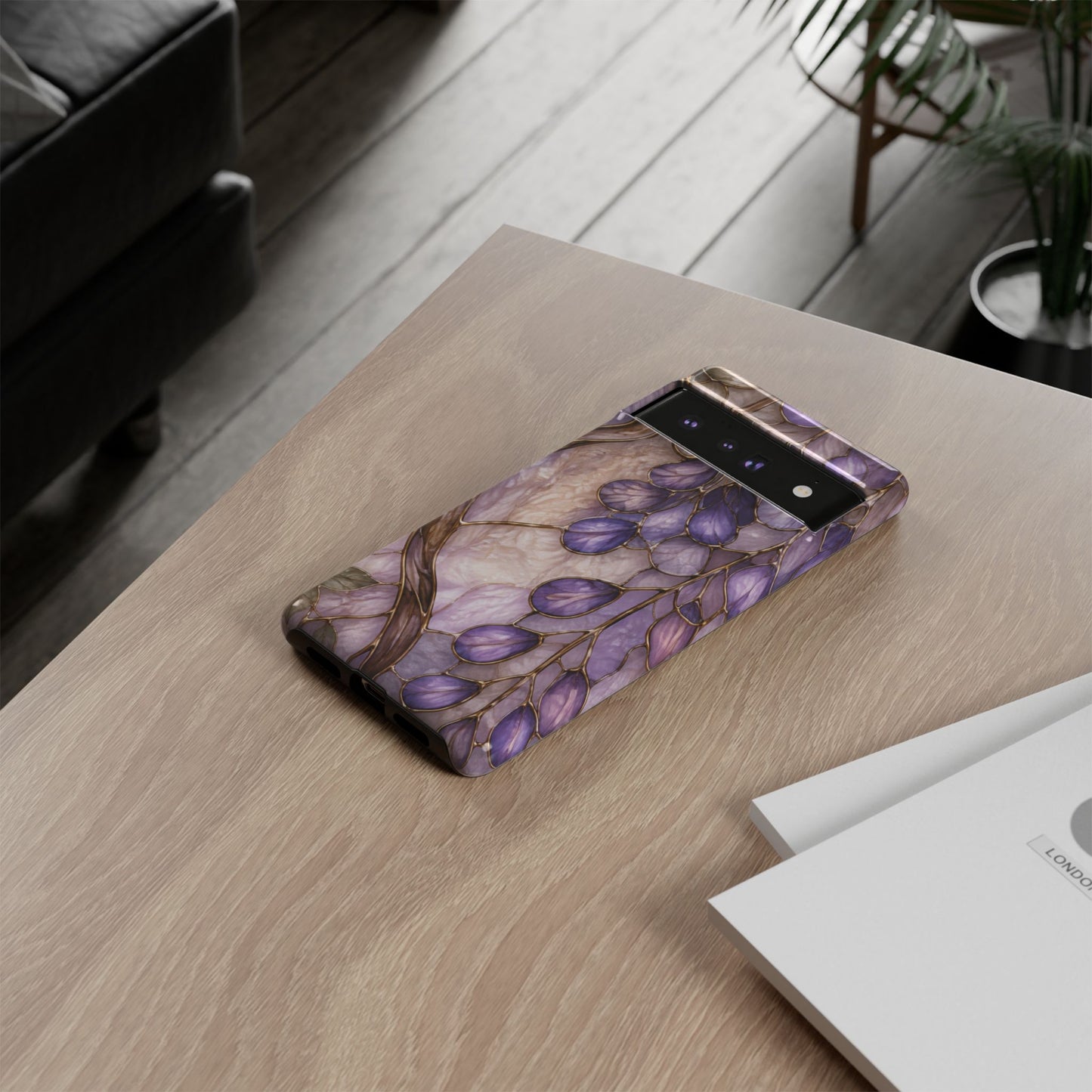 Wisteria Wilows Floral Lavender Vines Tough Phone Case- Stained glass floral collection