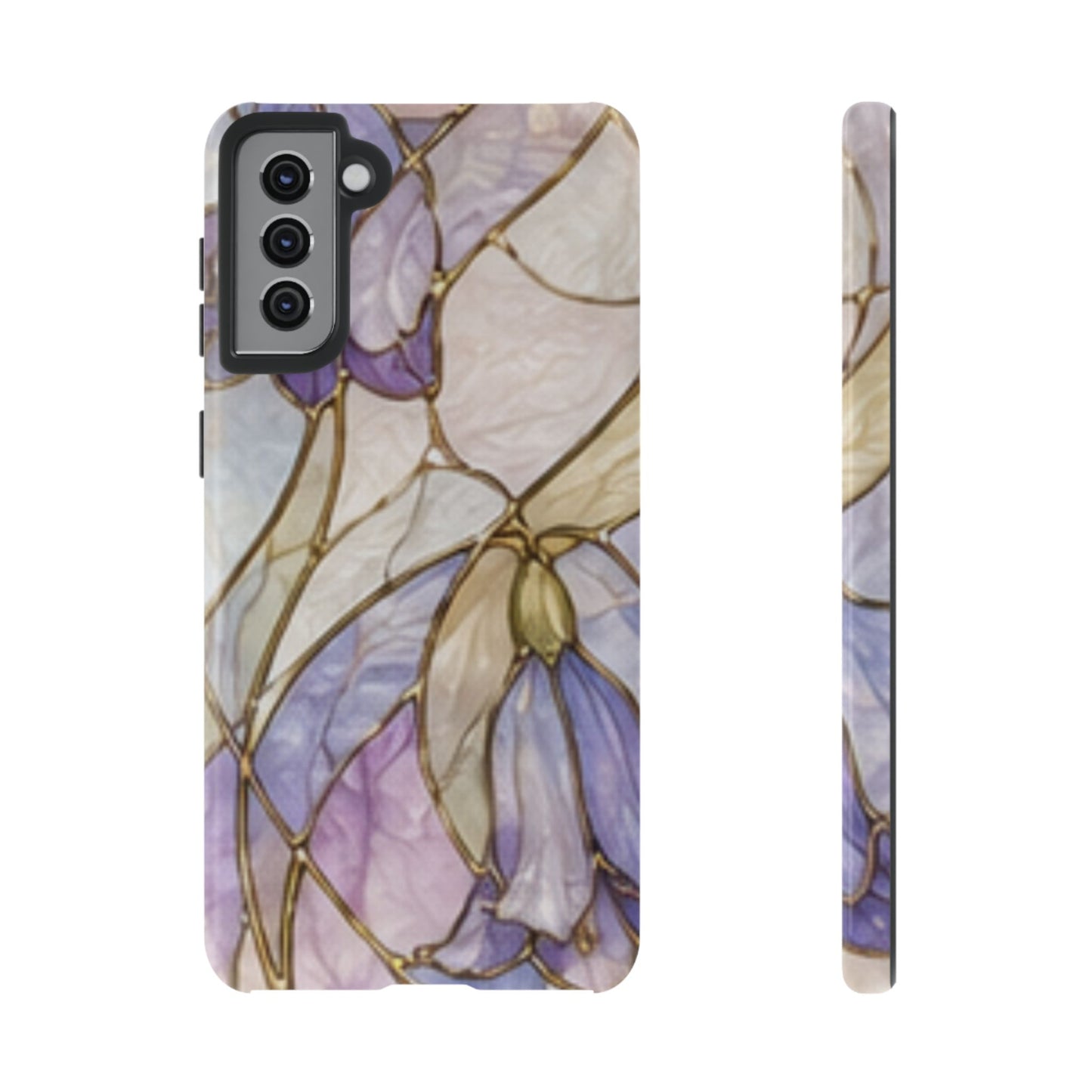 Lilac Meadows Stained Floral Glass Phone Case – Purple Lily Tough Case
