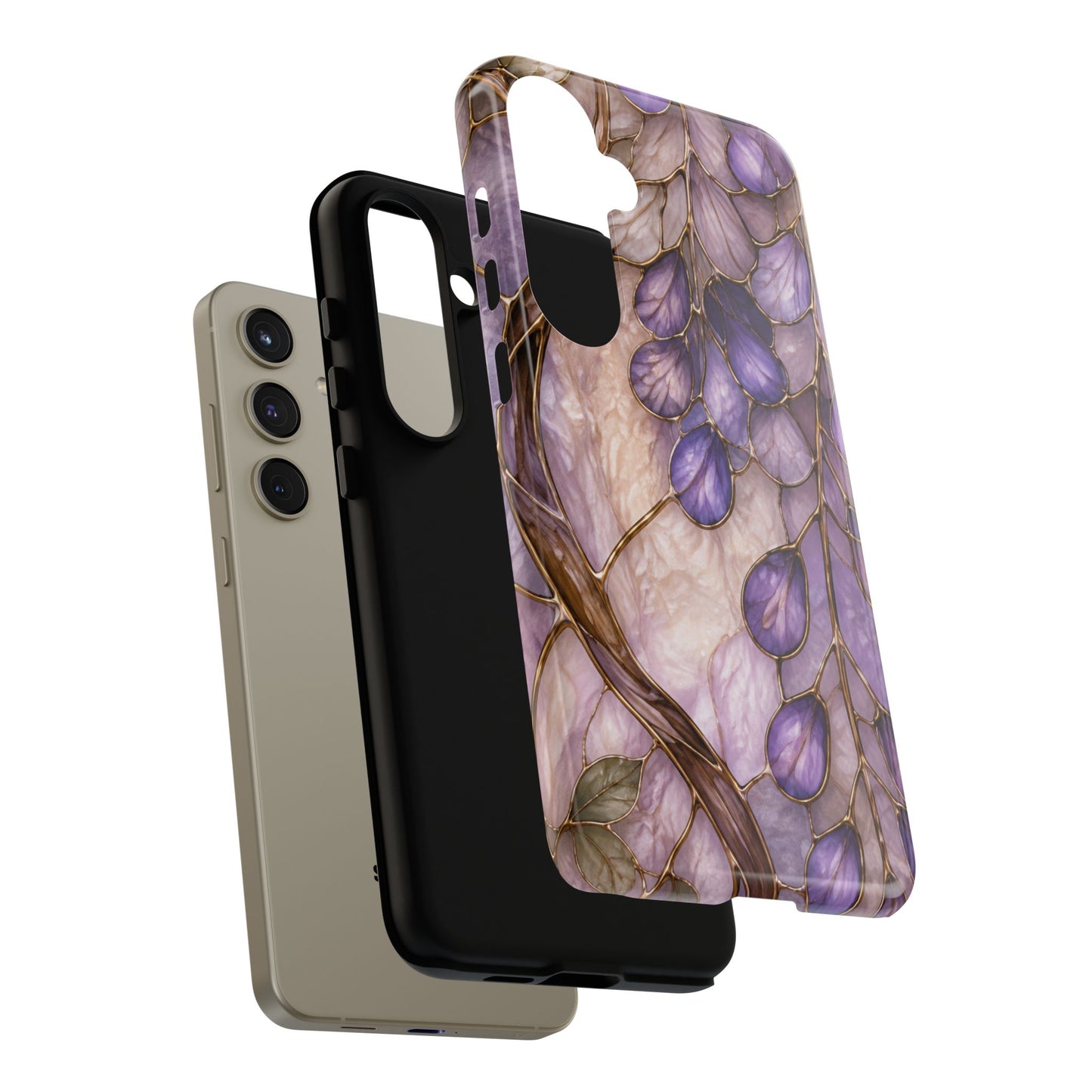 Wisteria Wilows Floral Lavender Vines Tough Phone Case- Stained glass floral collection