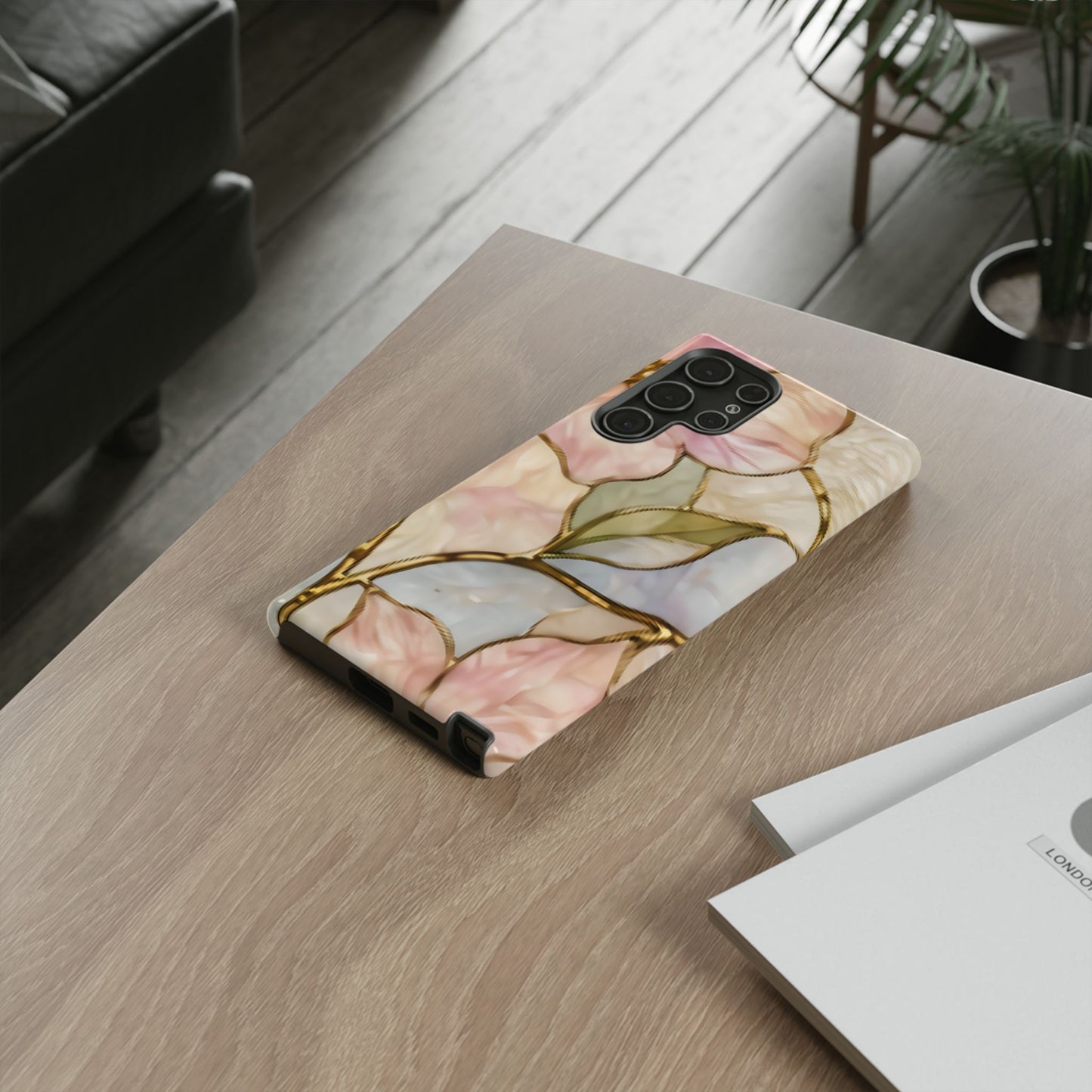 Pink Petals Floral Stained Glass Tough Case — Pastel Pink Protective Phone Cover
