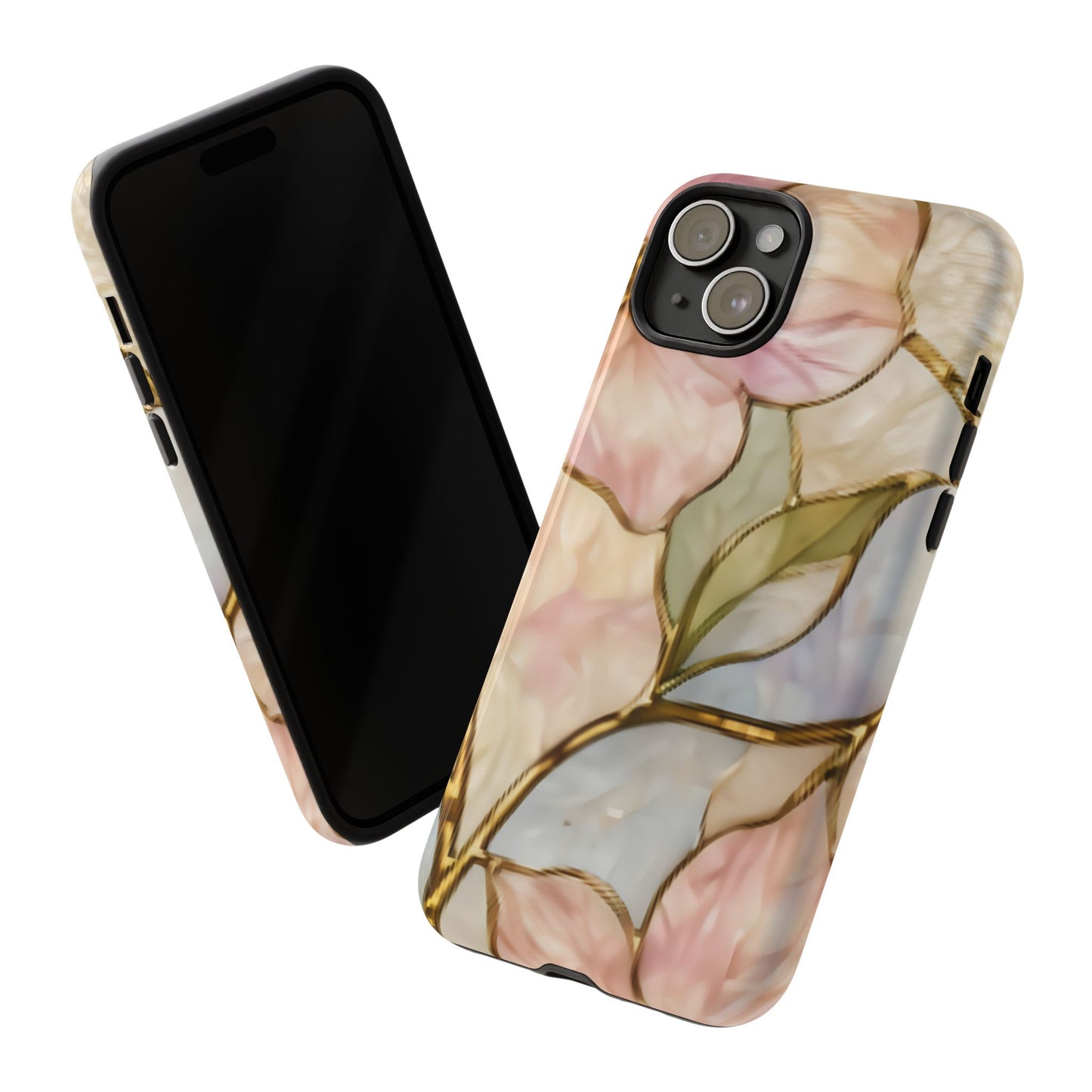 Pink Petals Floral Stained Glass Tough Case — Pastel Pink Protective Phone Cover
