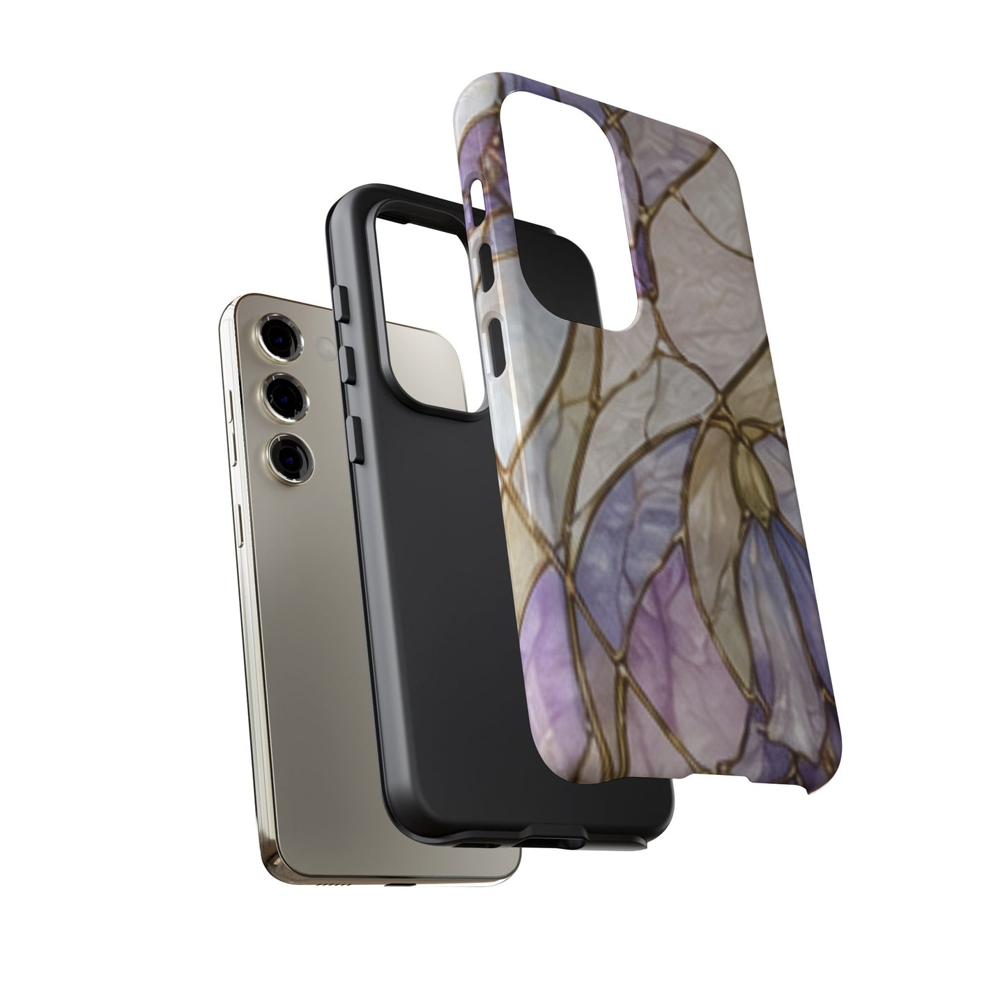 Lilac Meadows Stained Floral Glass Phone Case – Purple Lily Tough Case