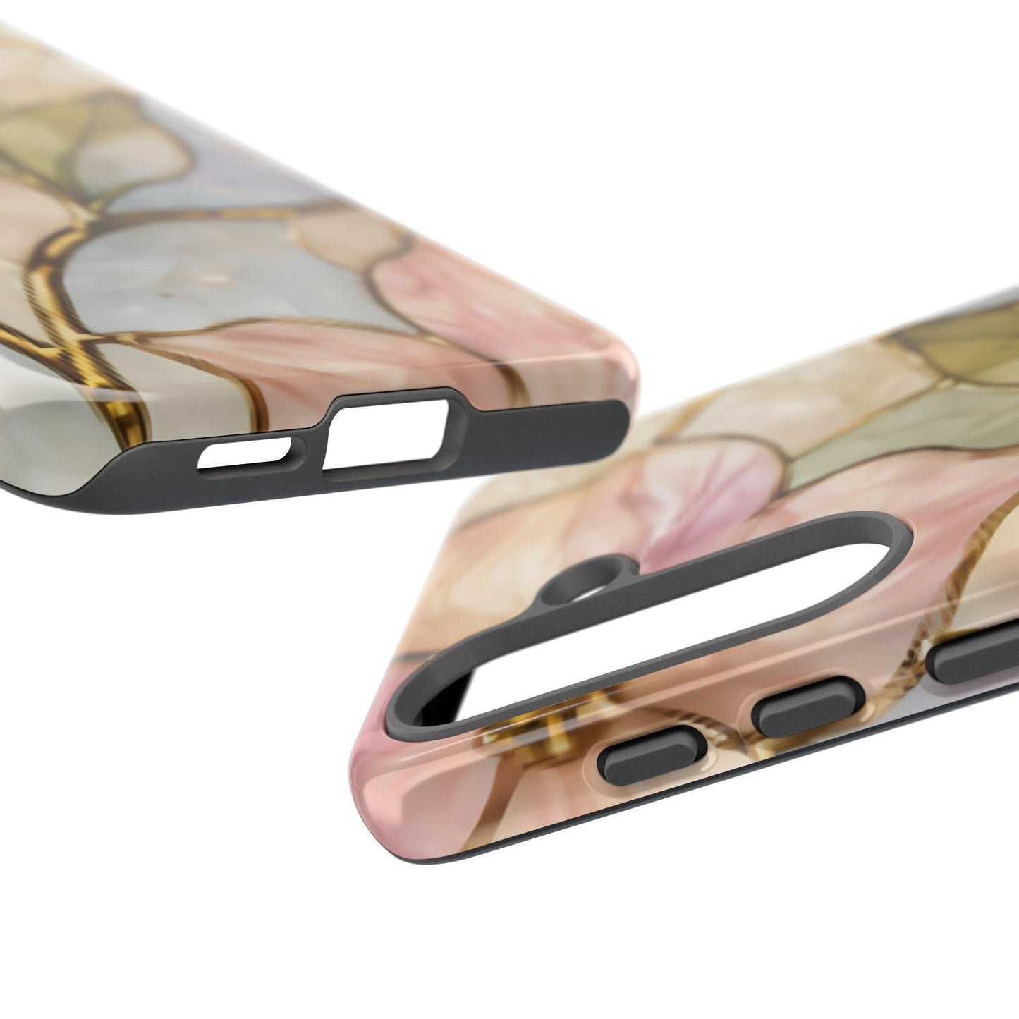 Pink Petals Floral Stained Glass Tough Case — Pastel Pink Protective Phone Cover