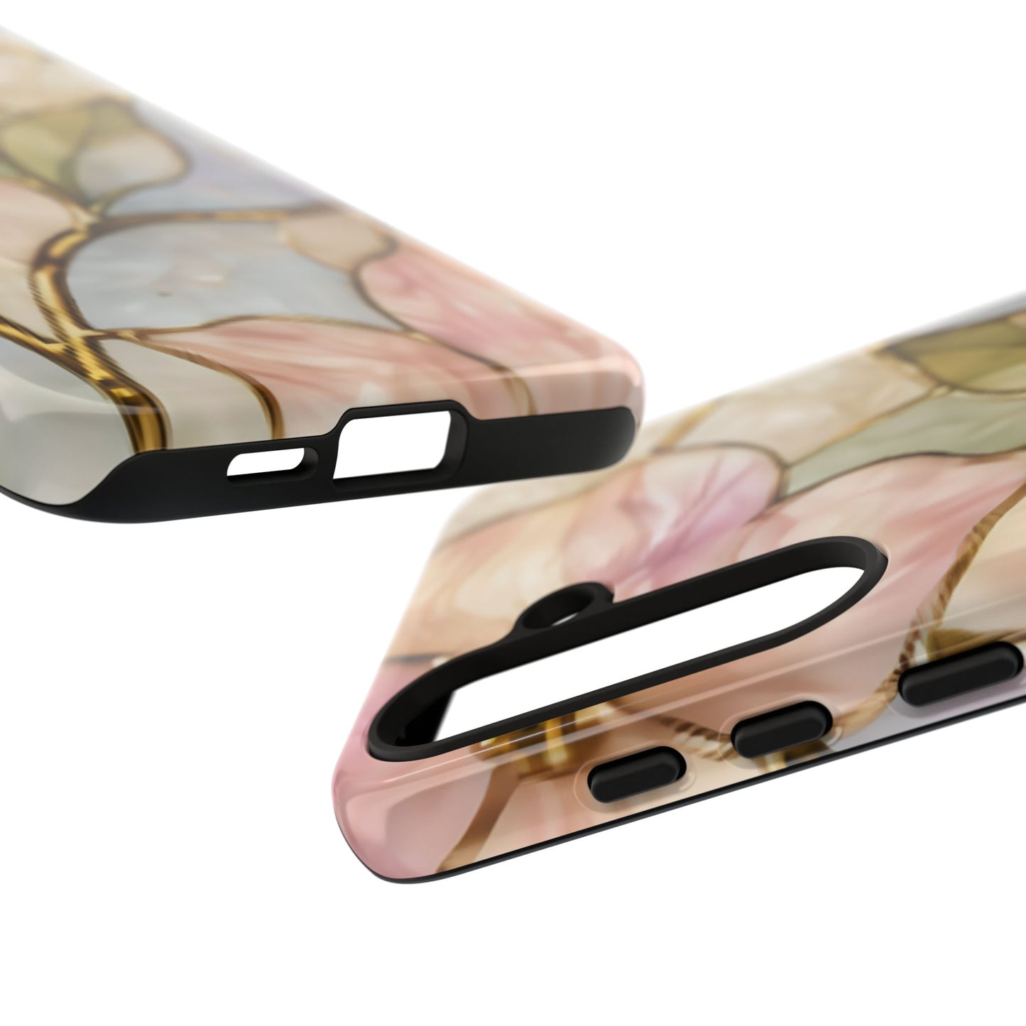Pink Petals Floral Stained Glass Tough Case — Pastel Pink Protective Phone Cover