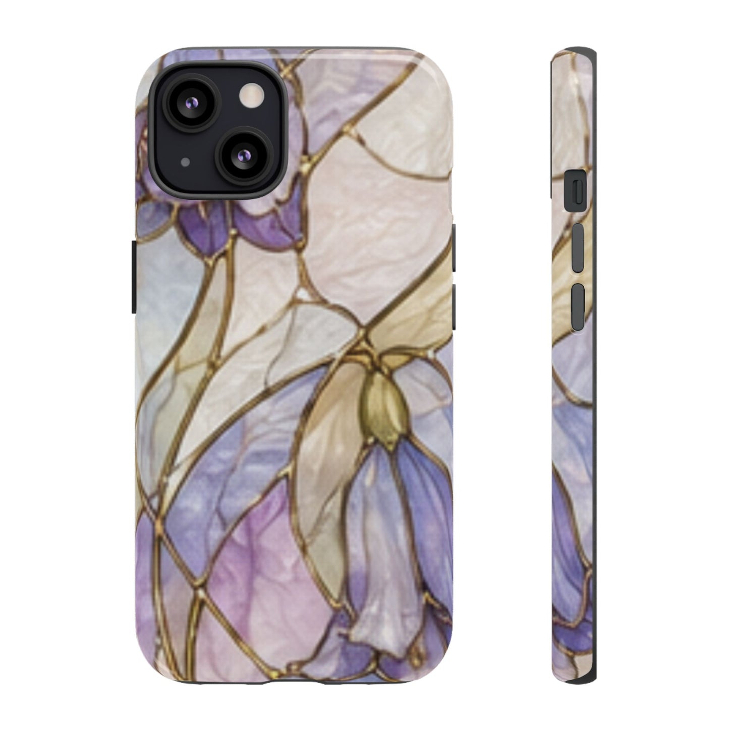 Lilac Meadows Stained Floral Glass Phone Case – Purple Lily Tough Case