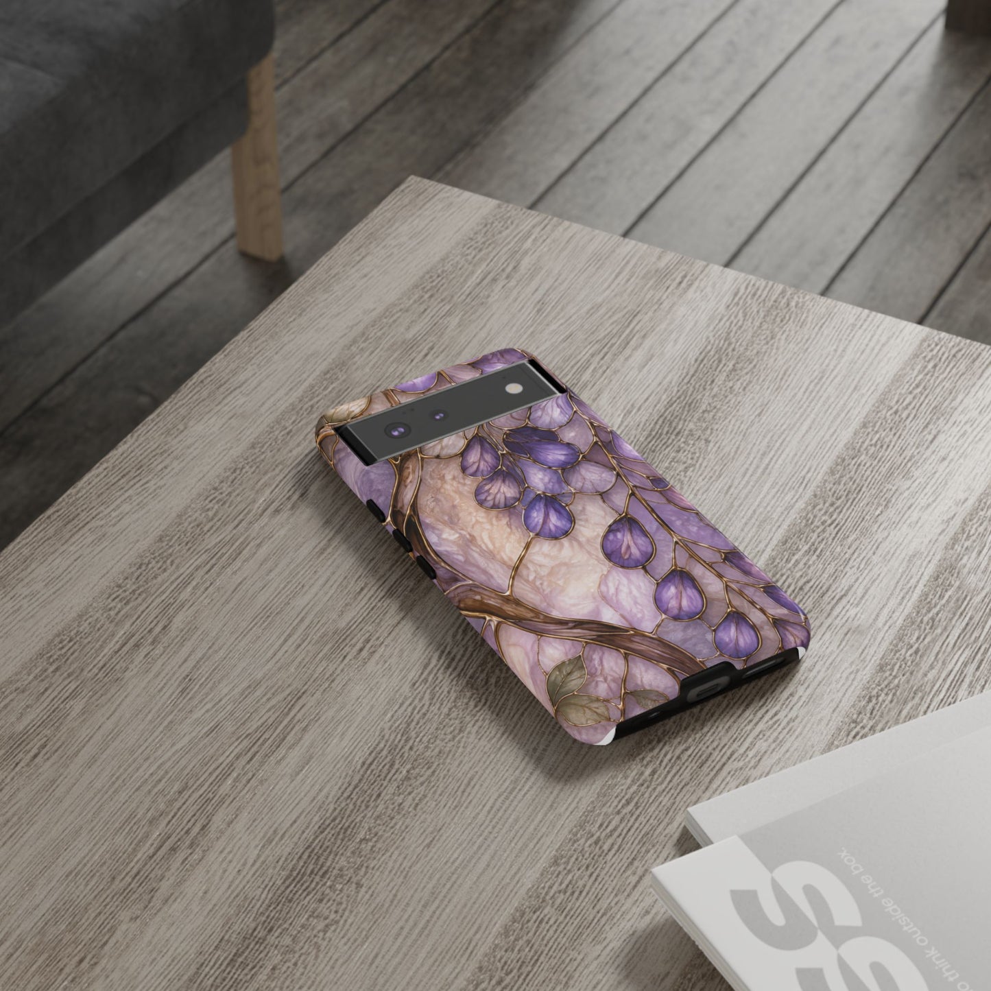 Wisteria Wilows Floral Lavender Vines Tough Phone Case- Stained glass floral collection