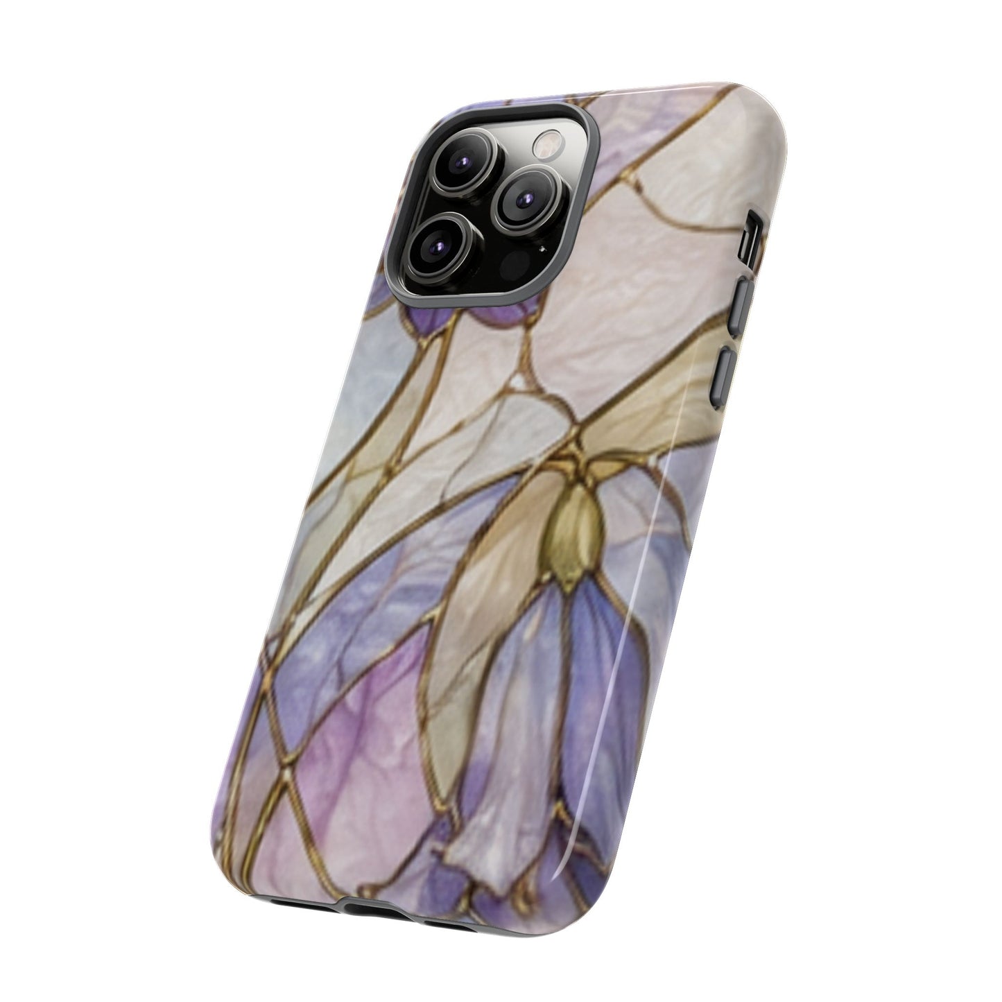 Lilac Meadows Stained Floral Glass Phone Case – Purple Lily Tough Case