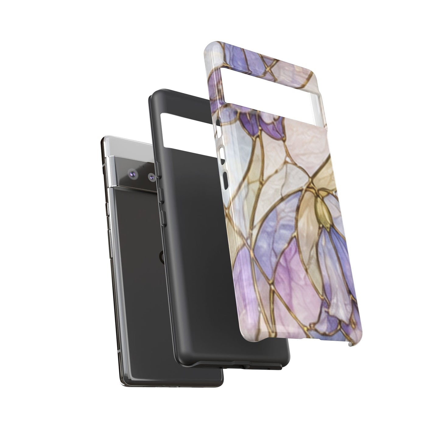 Lilac Meadows Stained Floral Glass Phone Case – Purple Lily Tough Case