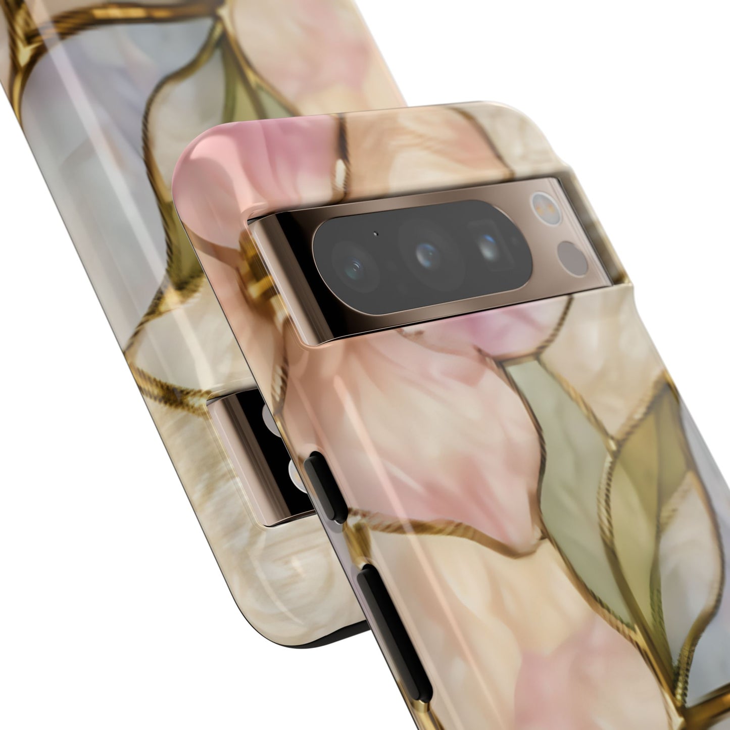Pink Petals Floral Stained Glass Tough Case — Pastel Pink Protective Phone Cover