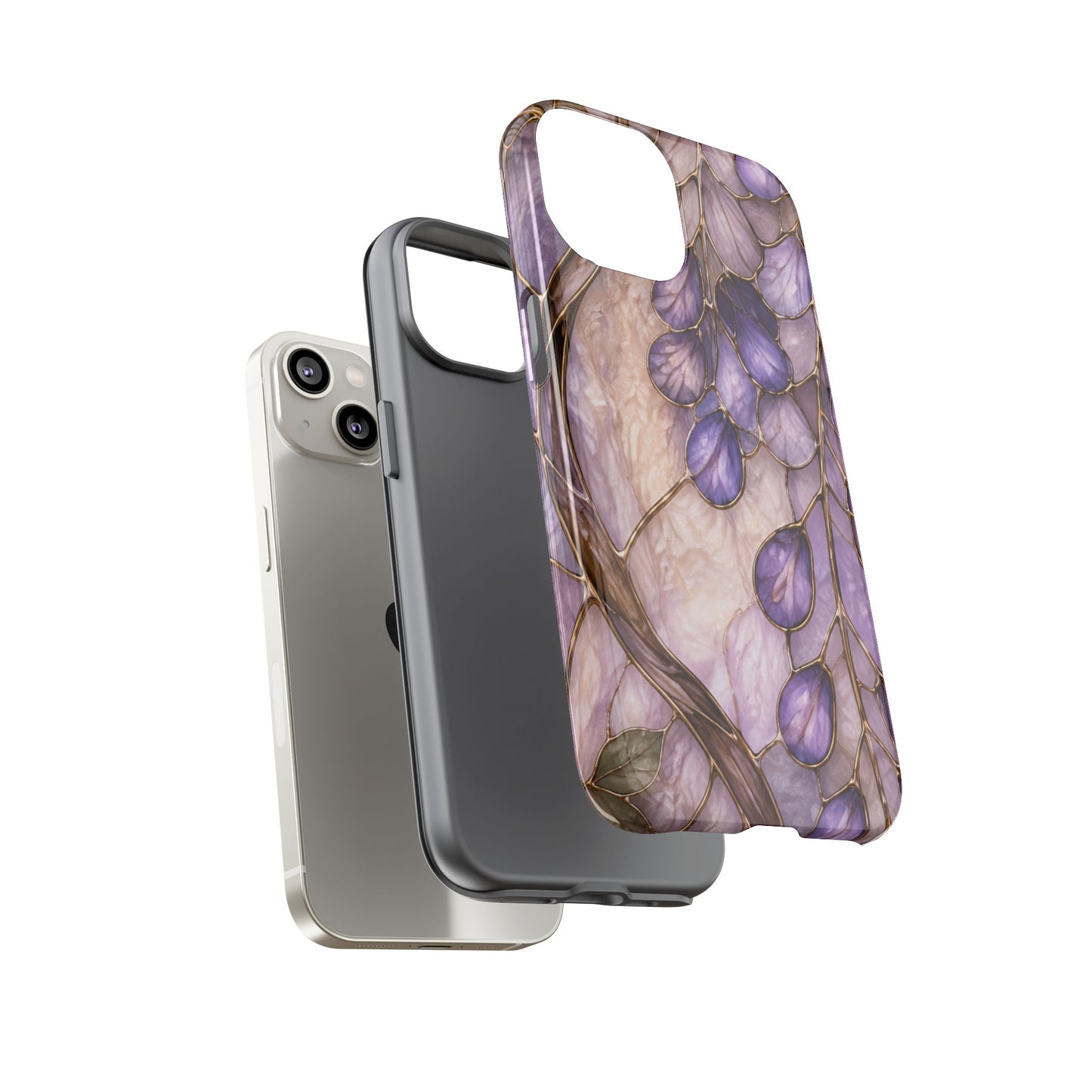 Wisteria Wilows Floral Lavender Vines Tough Phone Case- Stained glass floral collection