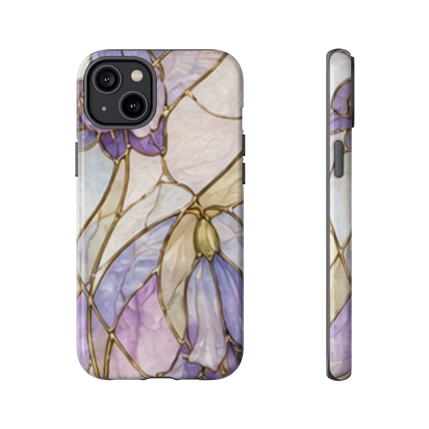 Lilac Meadows Stained Floral Glass Phone Case – Purple Lily Tough Case