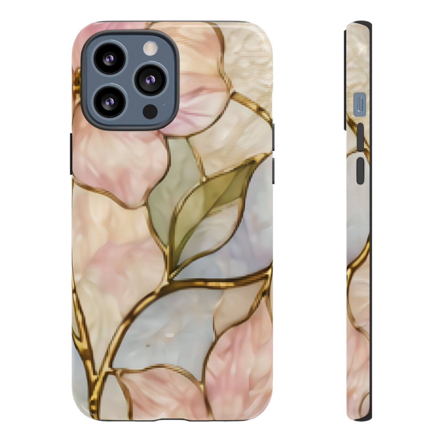 Pink Petals Floral Stained Glass Tough Case — Pastel Pink Protective Phone Cover