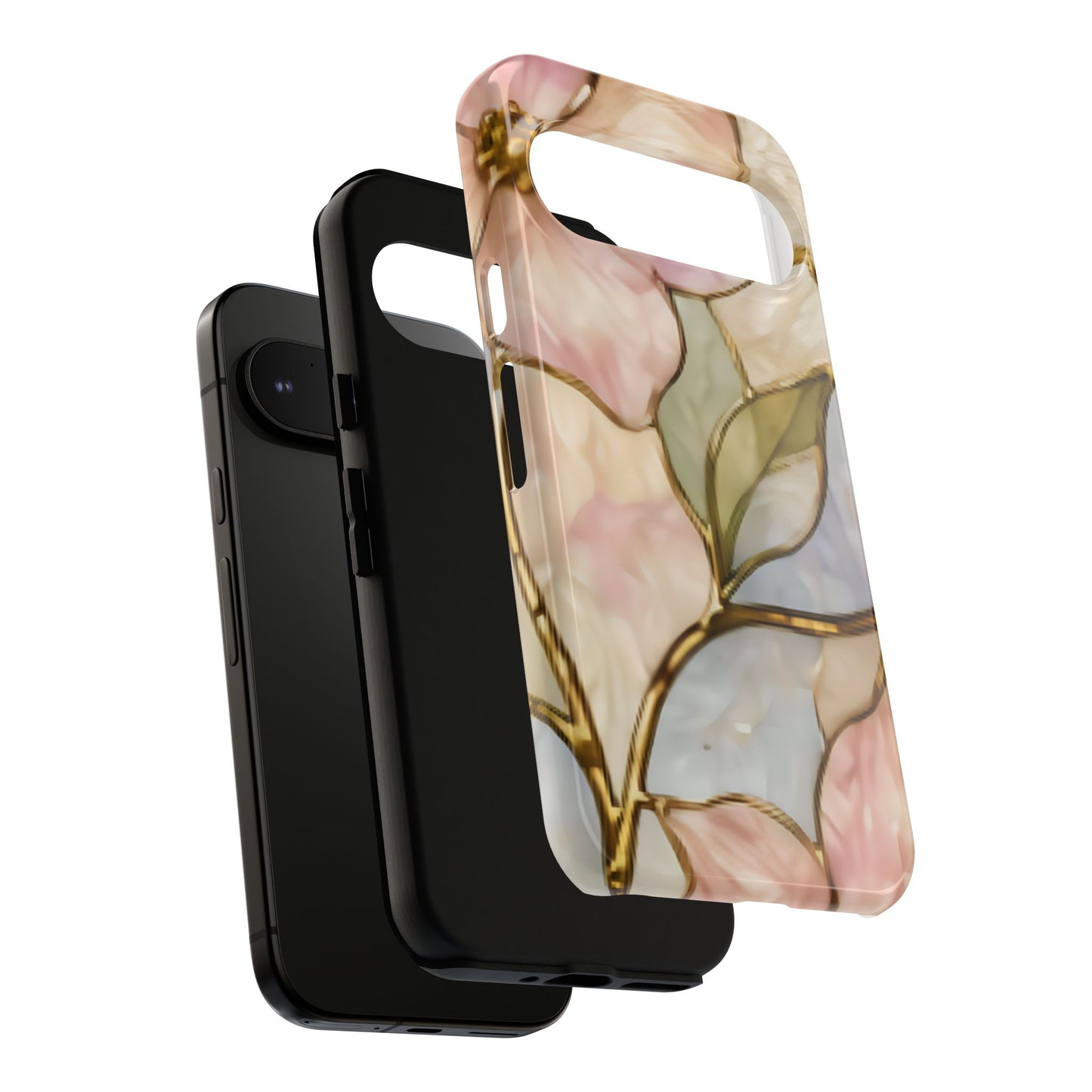 Pink Petals Floral Stained Glass Tough Case — Pastel Pink Protective Phone Cover