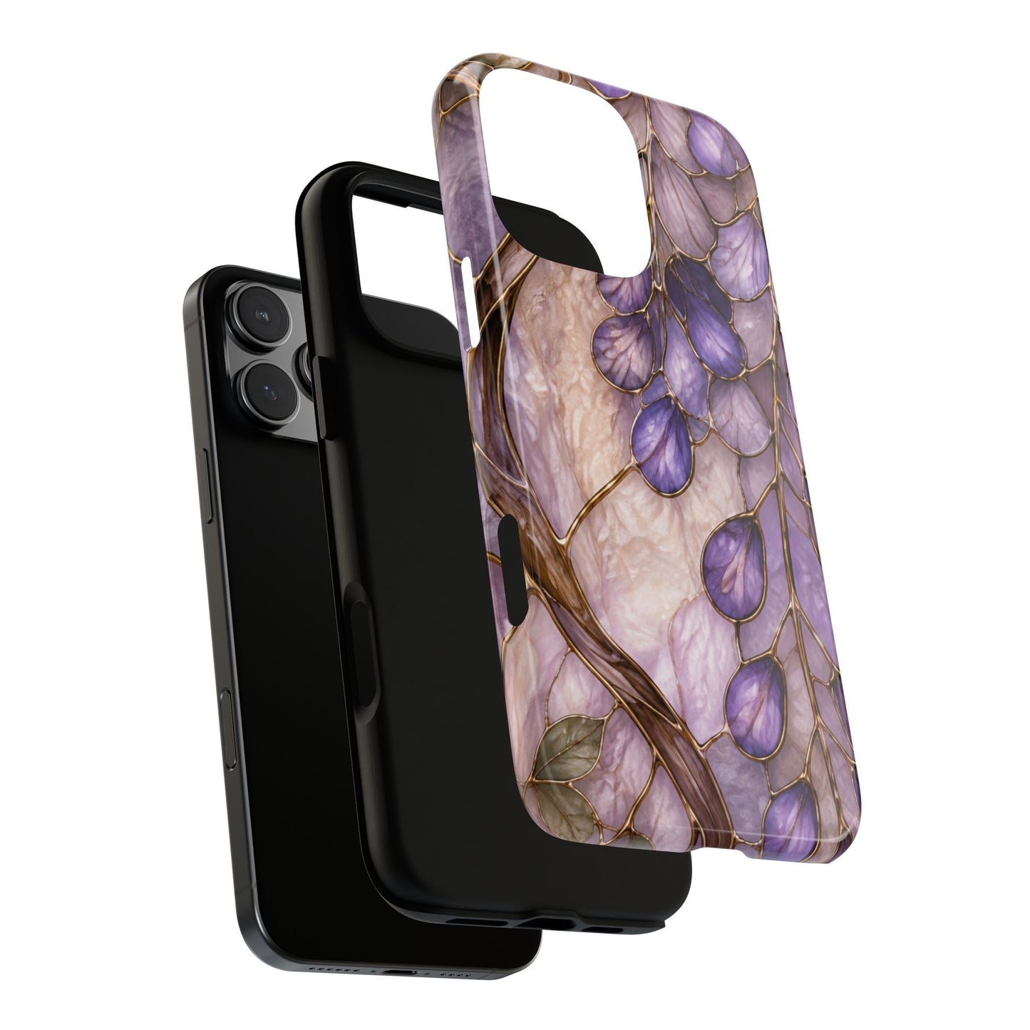 Wisteria Wilows Floral Lavender Vines Tough Phone Case- Stained glass floral collection