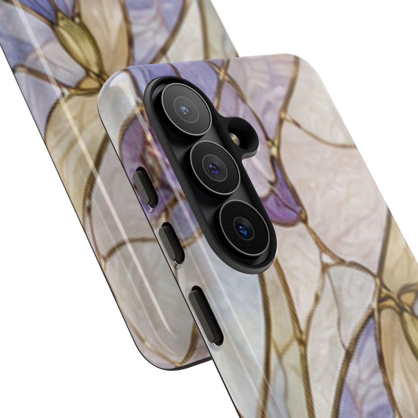 Lilac Meadows Stained Floral Glass Phone Case – Purple Lily Tough Case
