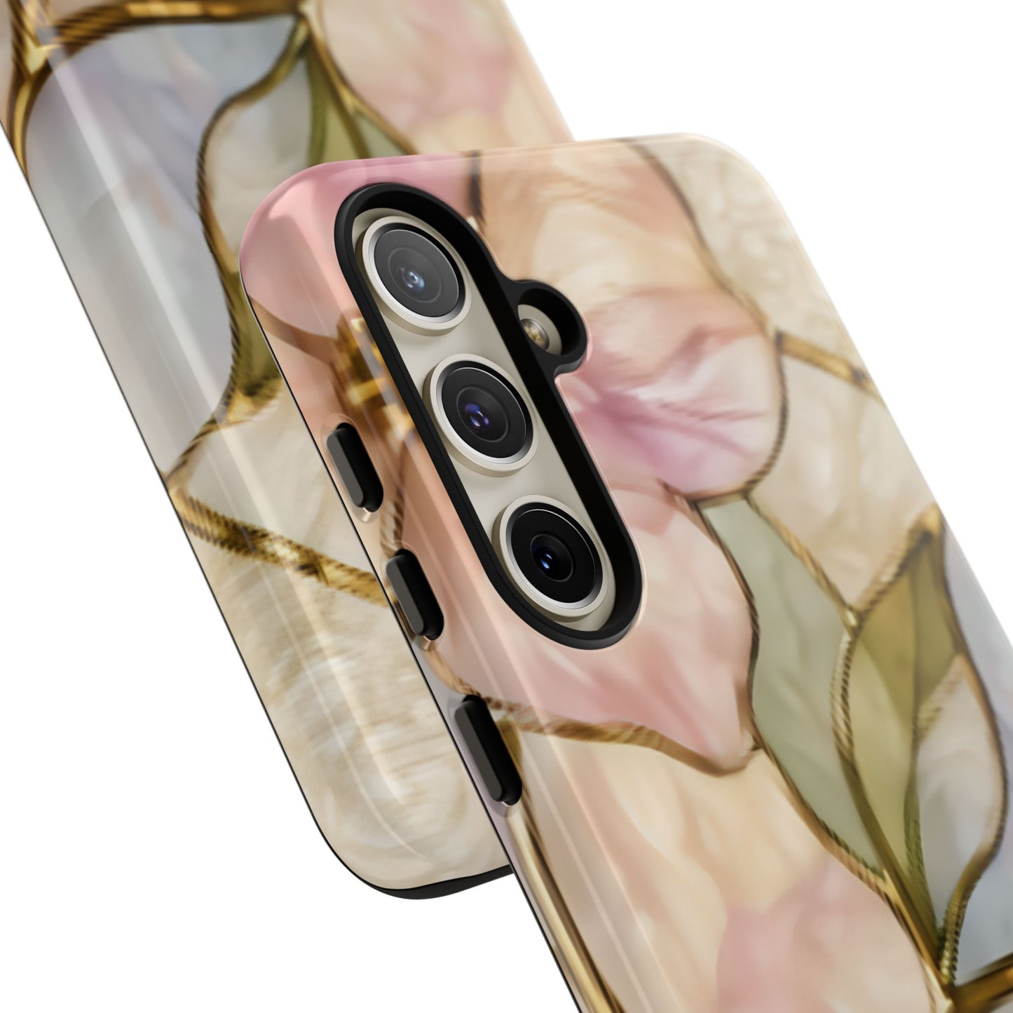 Pink Petals Floral Stained Glass Tough Case — Pastel Pink Protective Phone Cover