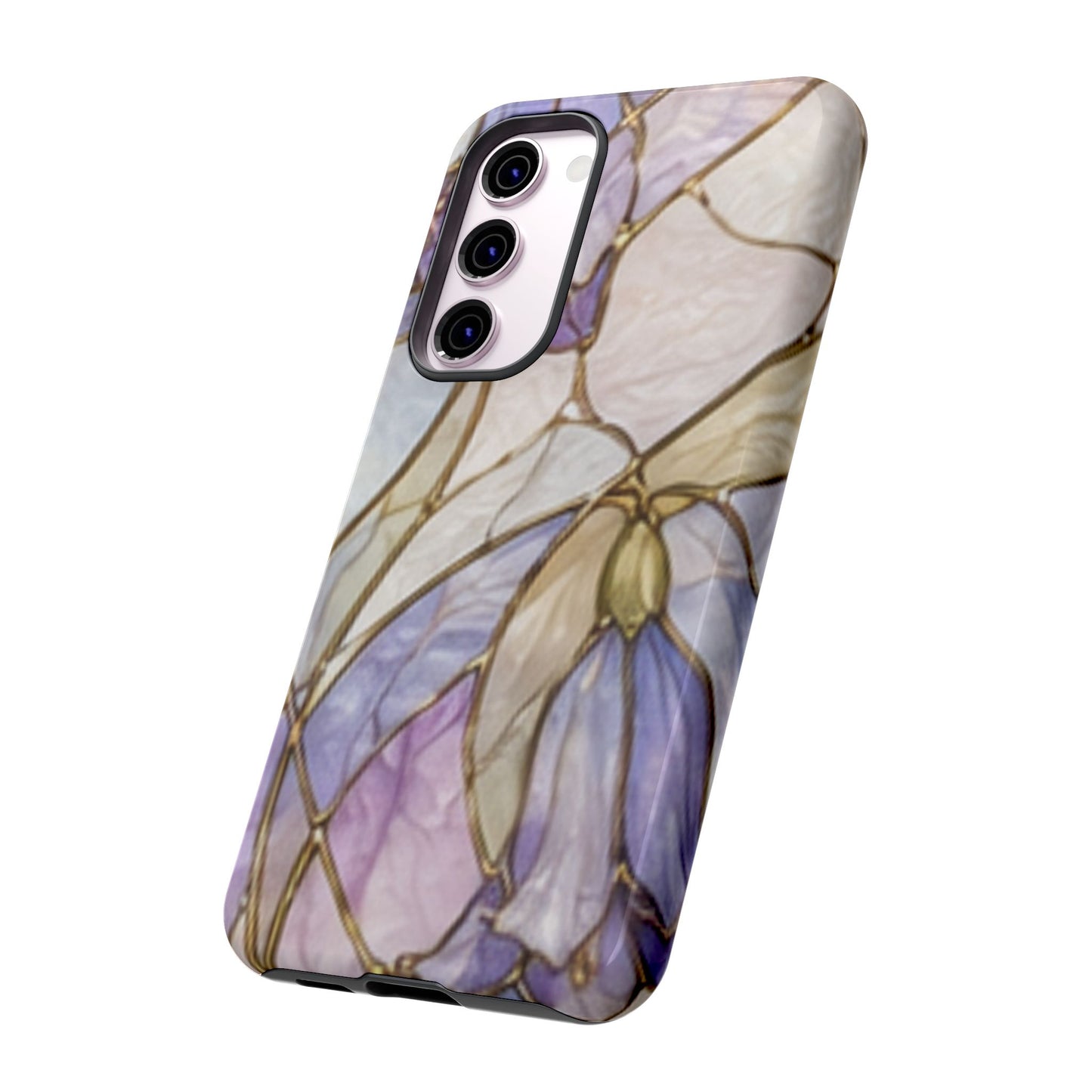 Lilac Meadows Stained Floral Glass Phone Case – Purple Lily Tough Case