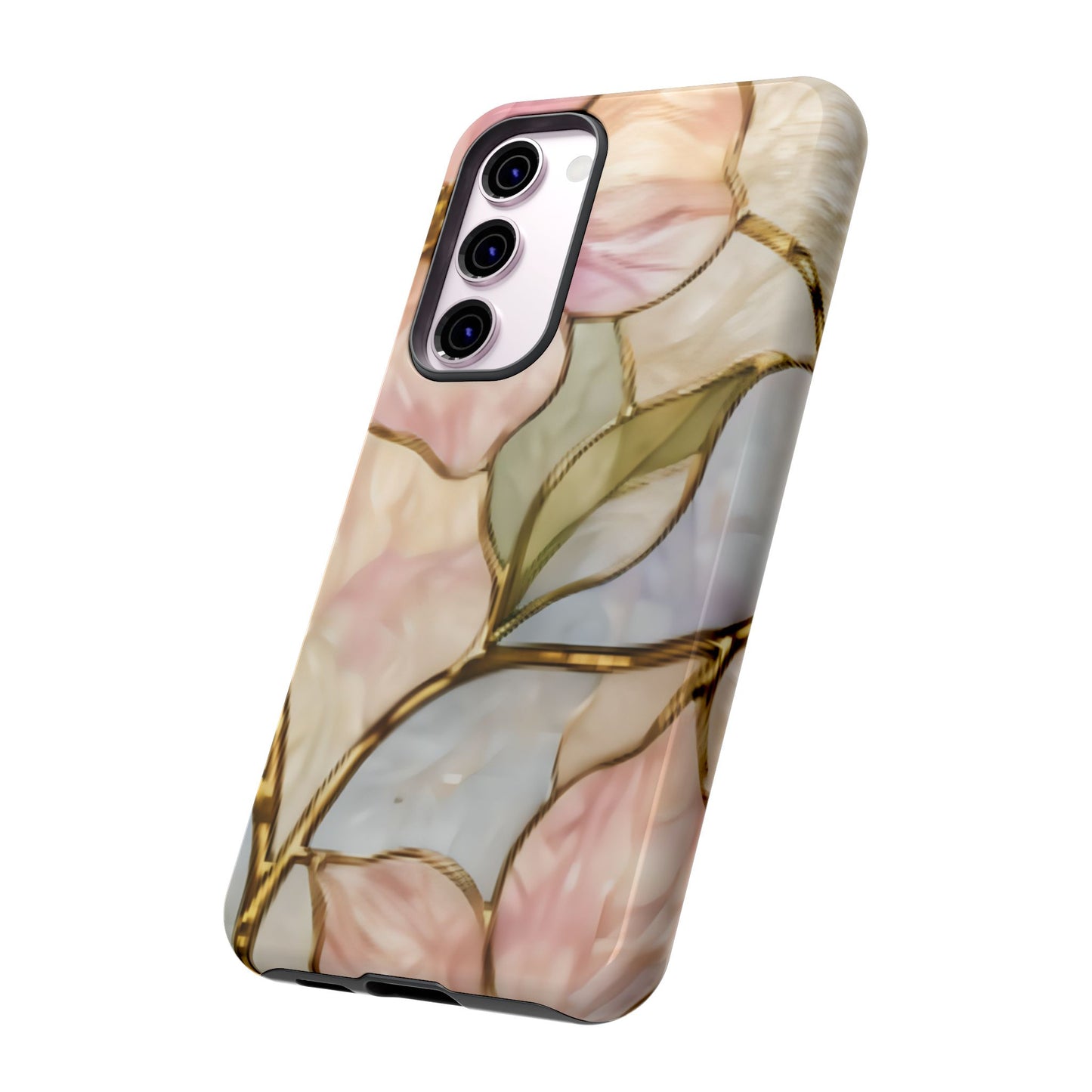 Pink Petals Floral Stained Glass Tough Case — Pastel Pink Protective Phone Cover