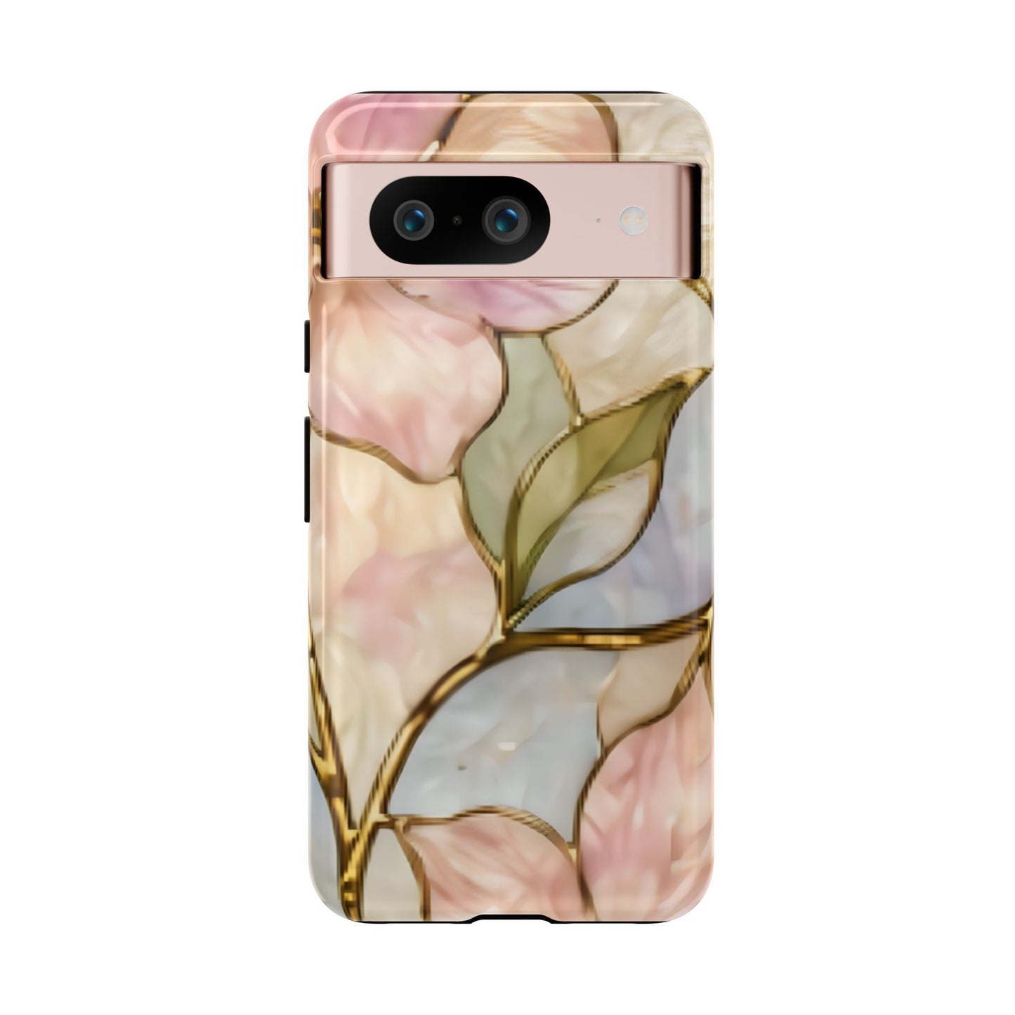 Pink Petals Floral Stained Glass Tough Case — Pastel Pink Protective Phone Cover