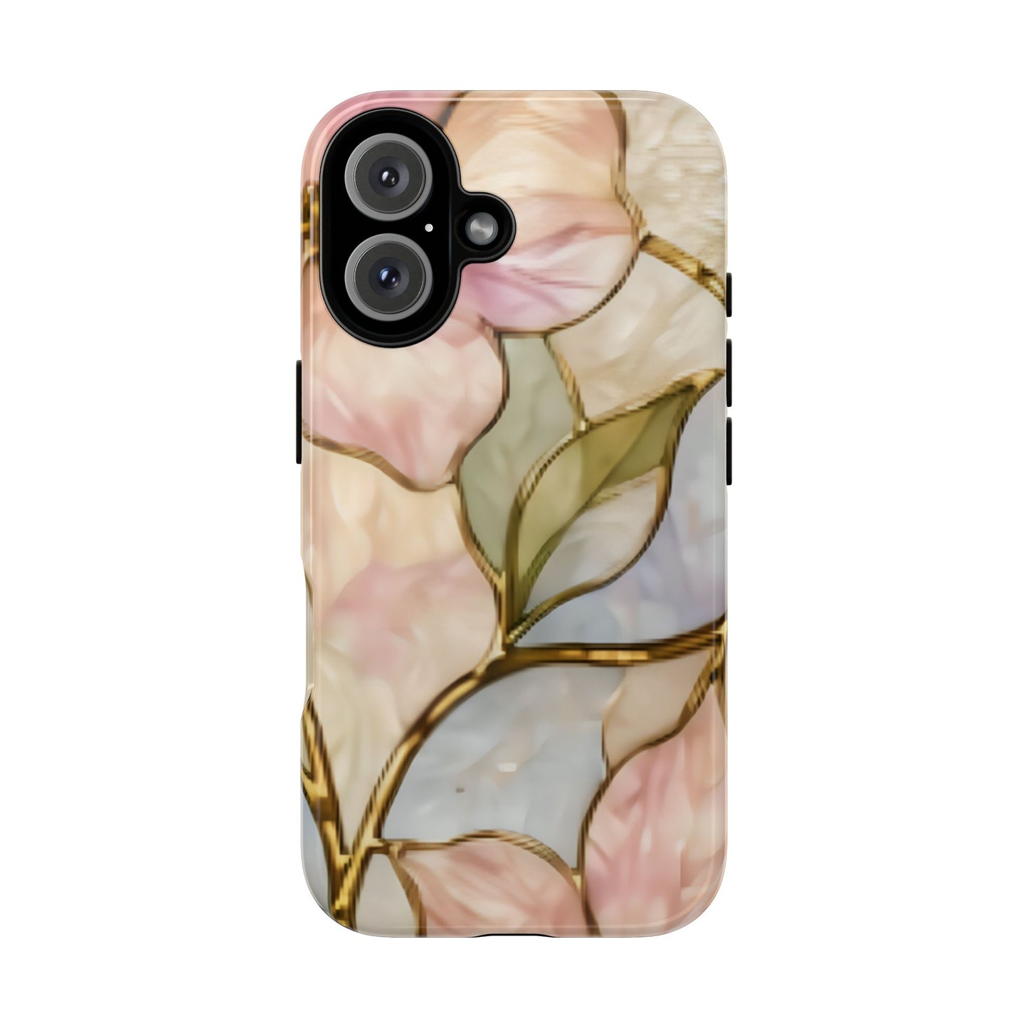 Pink Petals Floral Stained Glass Tough Case — Pastel Pink Protective Phone Cover