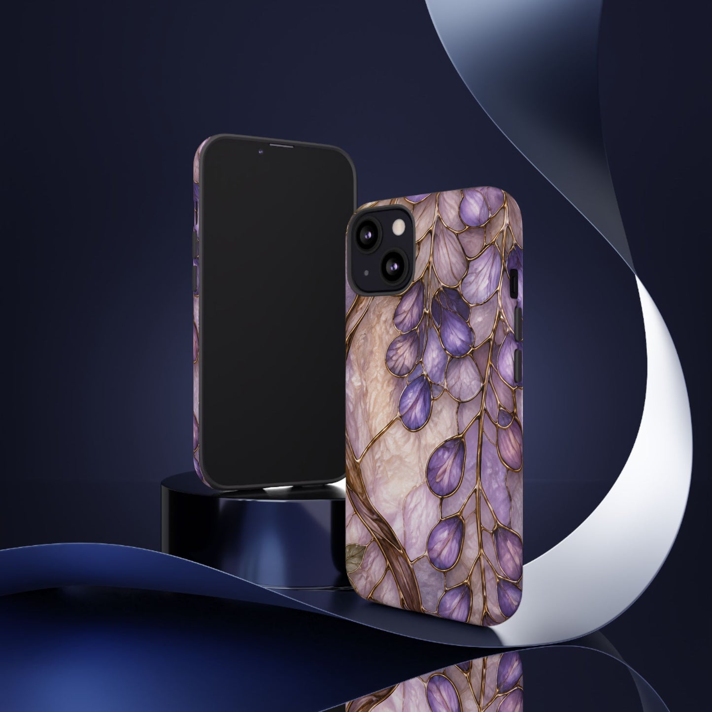 Wisteria Wilows Floral Lavender Vines Tough Phone Case- Stained glass floral collection
