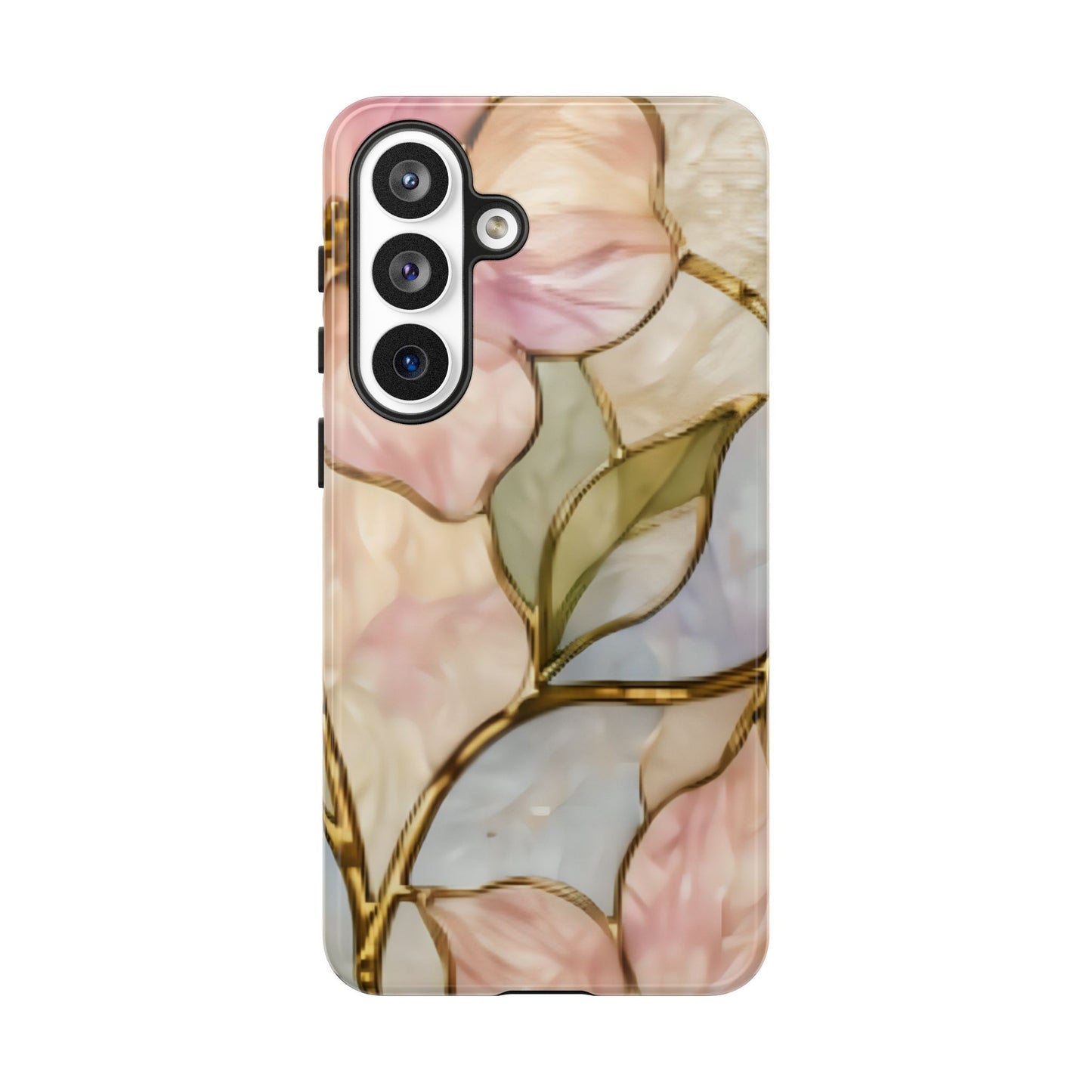 Pink Petals Floral Stained Glass Tough Case — Pastel Pink Protective Phone Cover