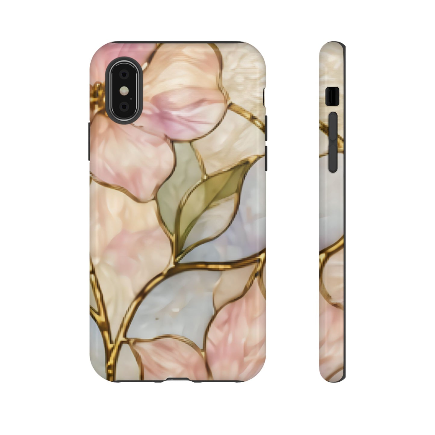 Pink Petals Floral Stained Glass Tough Case — Pastel Pink Protective Phone Cover