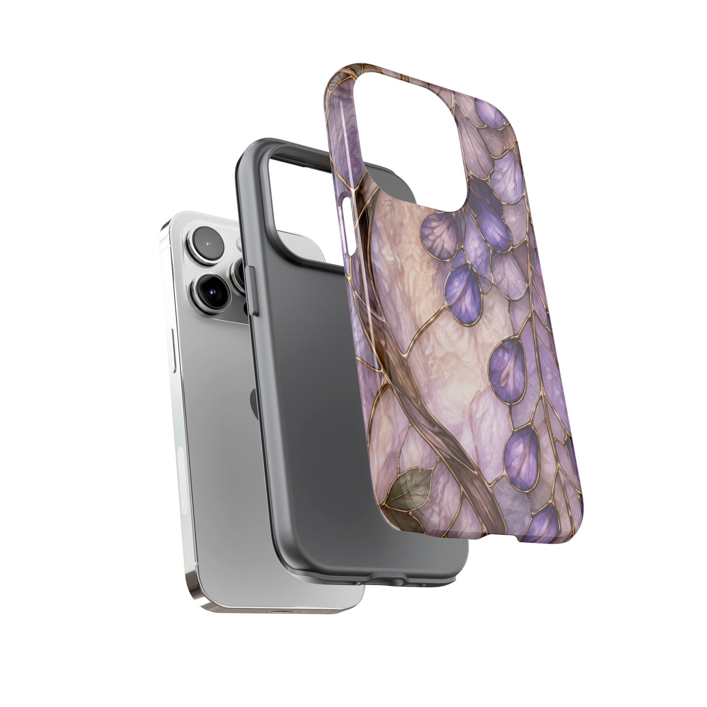 Wisteria Wilows Floral Lavender Vines Tough Phone Case- Stained glass floral collection
