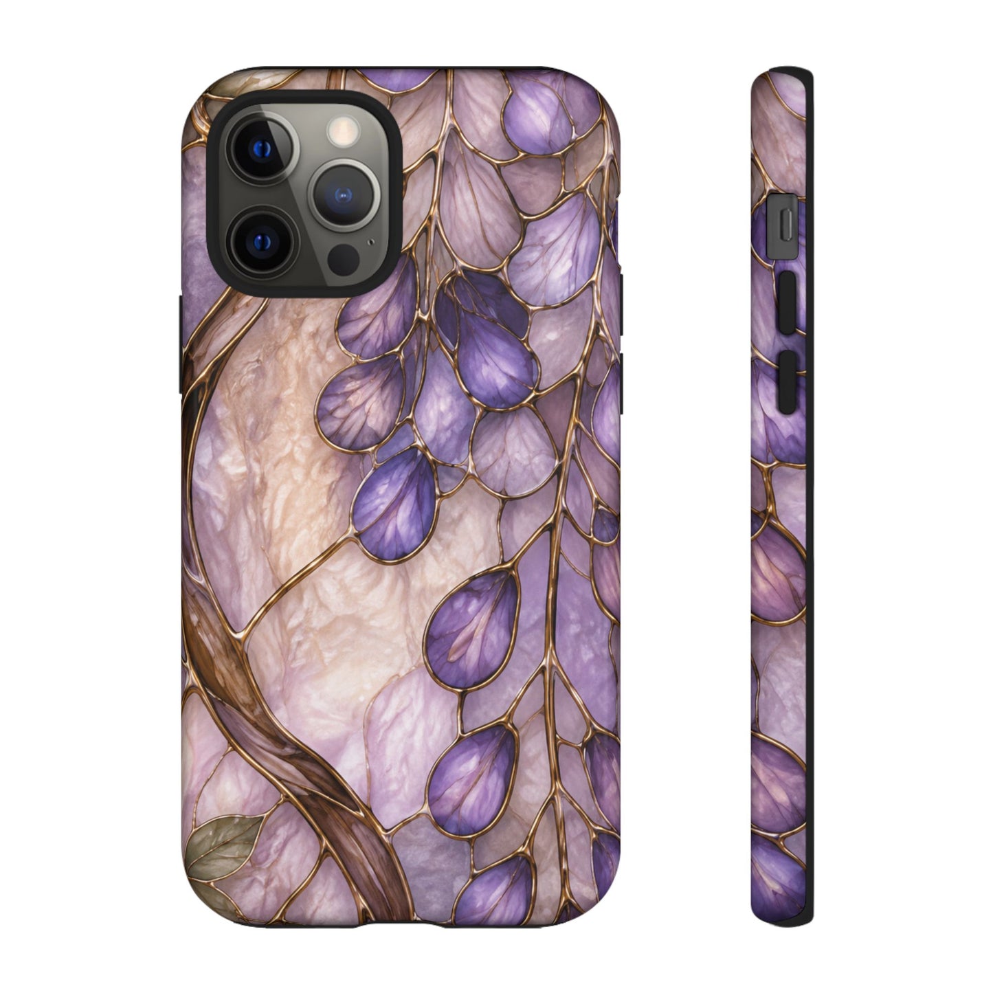 Wisteria Wilows Floral Lavender Vines Tough Phone Case- Stained glass floral collection