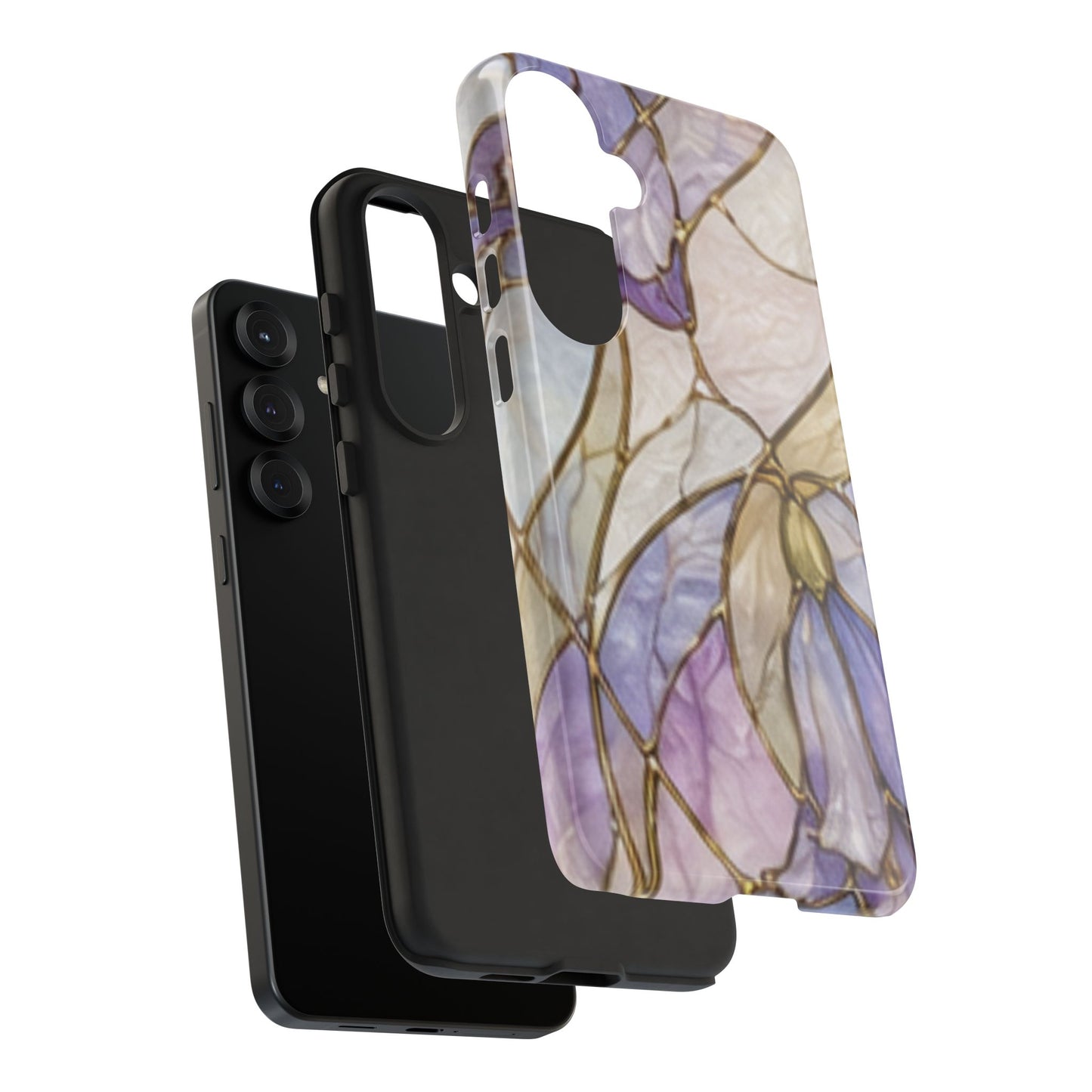 Lilac Meadows Stained Floral Glass Phone Case – Purple Lily Tough Case