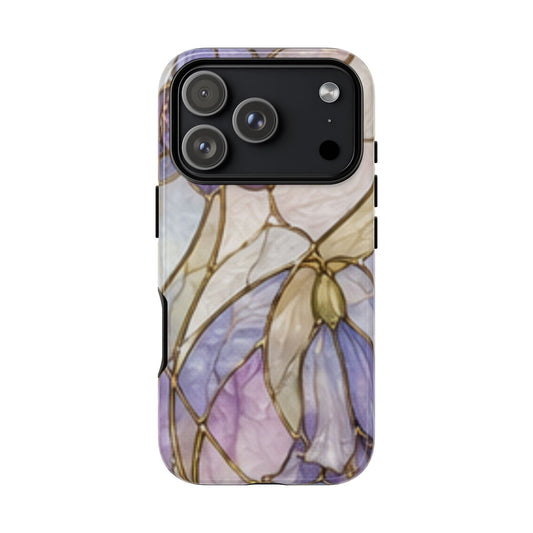 Lilac Meadows Stained Floral Glass Phone Case – Purple Lily Tough Case