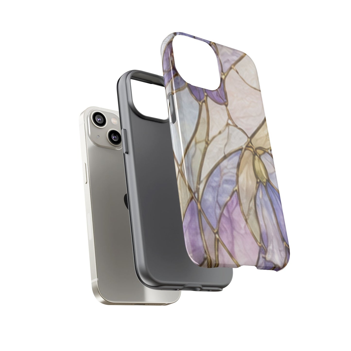 Lilac Meadows Stained Floral Glass Phone Case – Purple Lily Tough Case