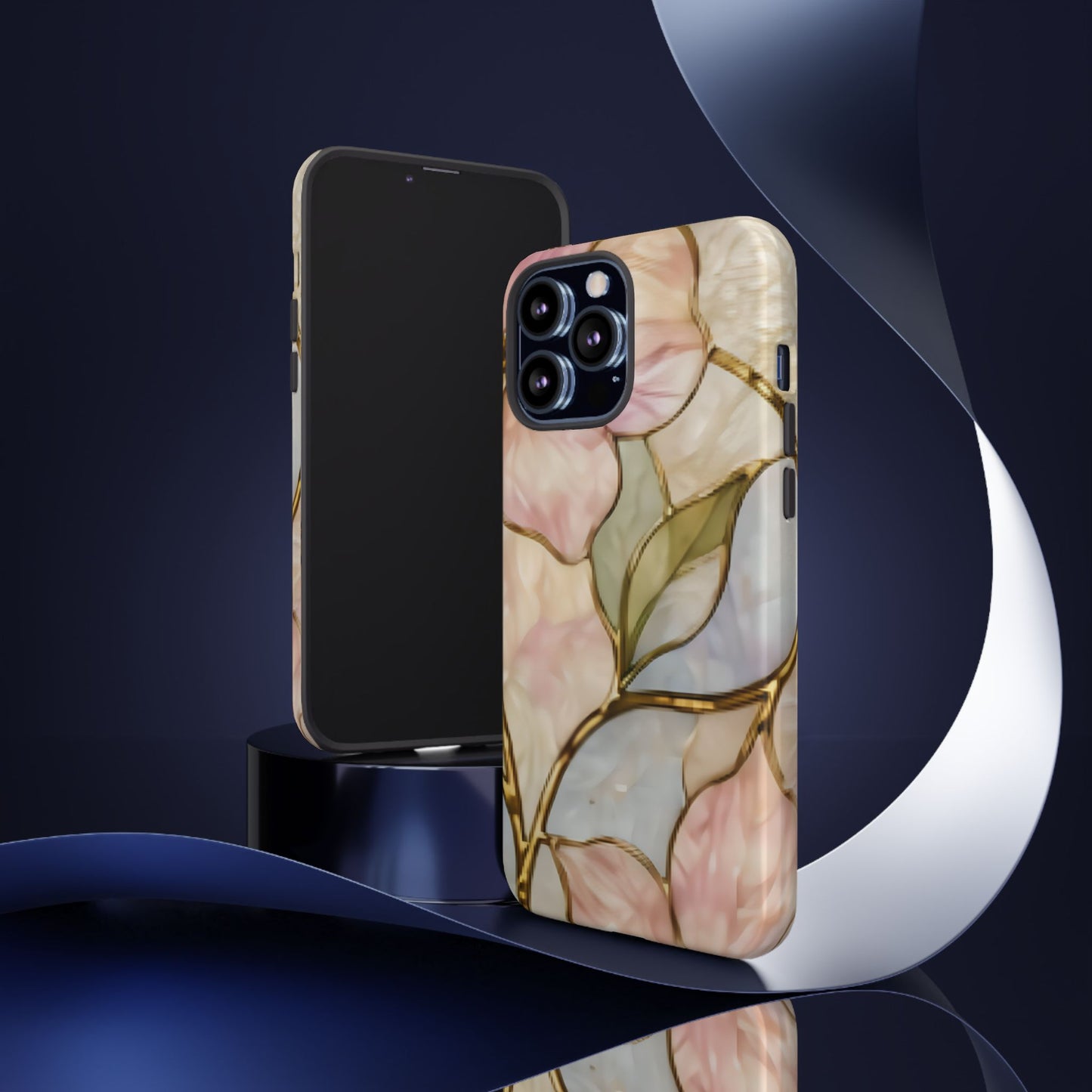 Pink Petals Floral Stained Glass Tough Case — Pastel Pink Protective Phone Cover