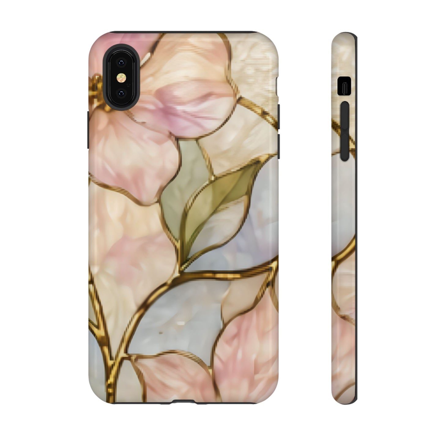 Pink Petals Floral Stained Glass Tough Case — Pastel Pink Protective Phone Cover