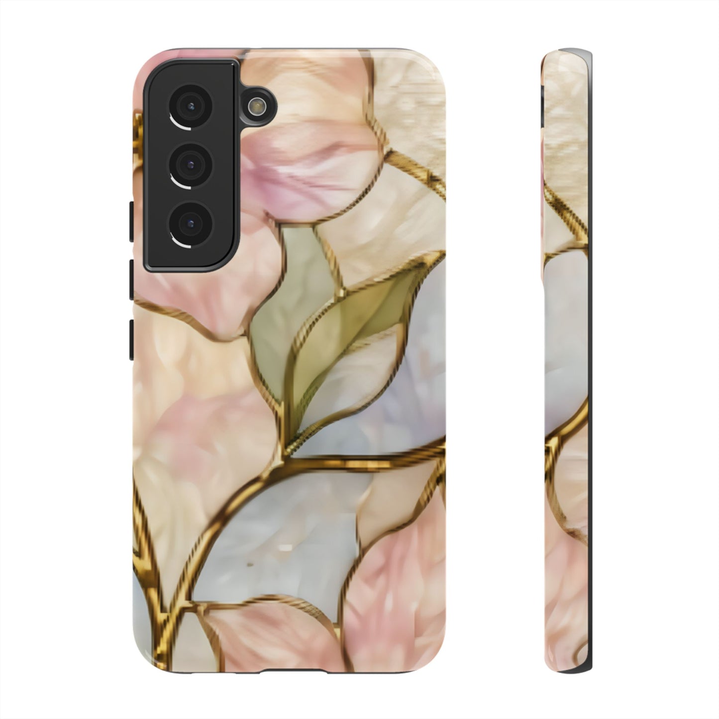 Pink Petals Floral Stained Glass Tough Case — Pastel Pink Protective Phone Cover