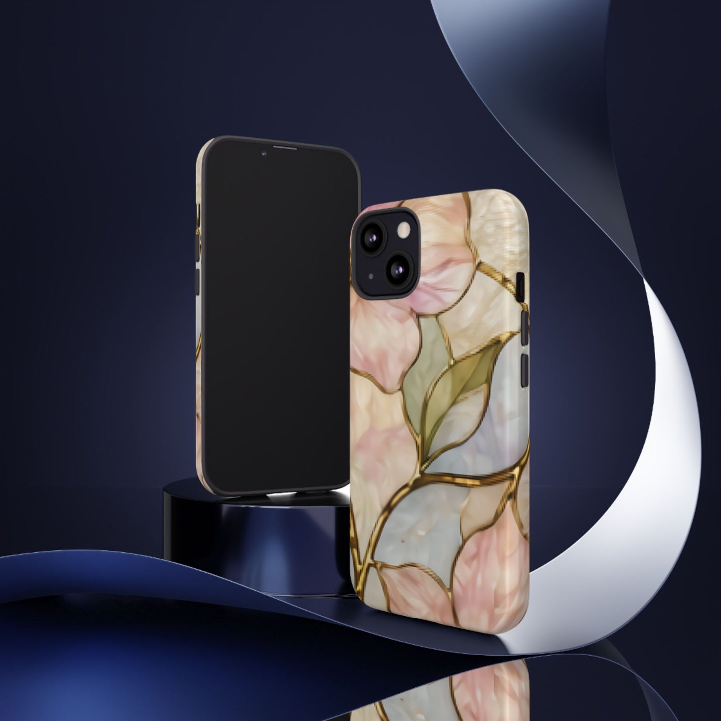 Pink Petals Floral Stained Glass Tough Case — Pastel Pink Protective Phone Cover