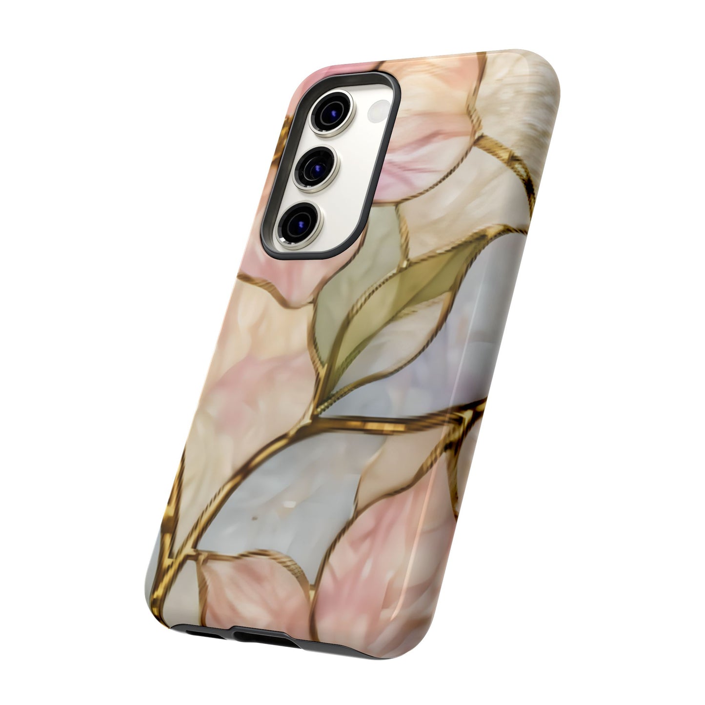Pink Petals Floral Stained Glass Tough Case — Pastel Pink Protective Phone Cover