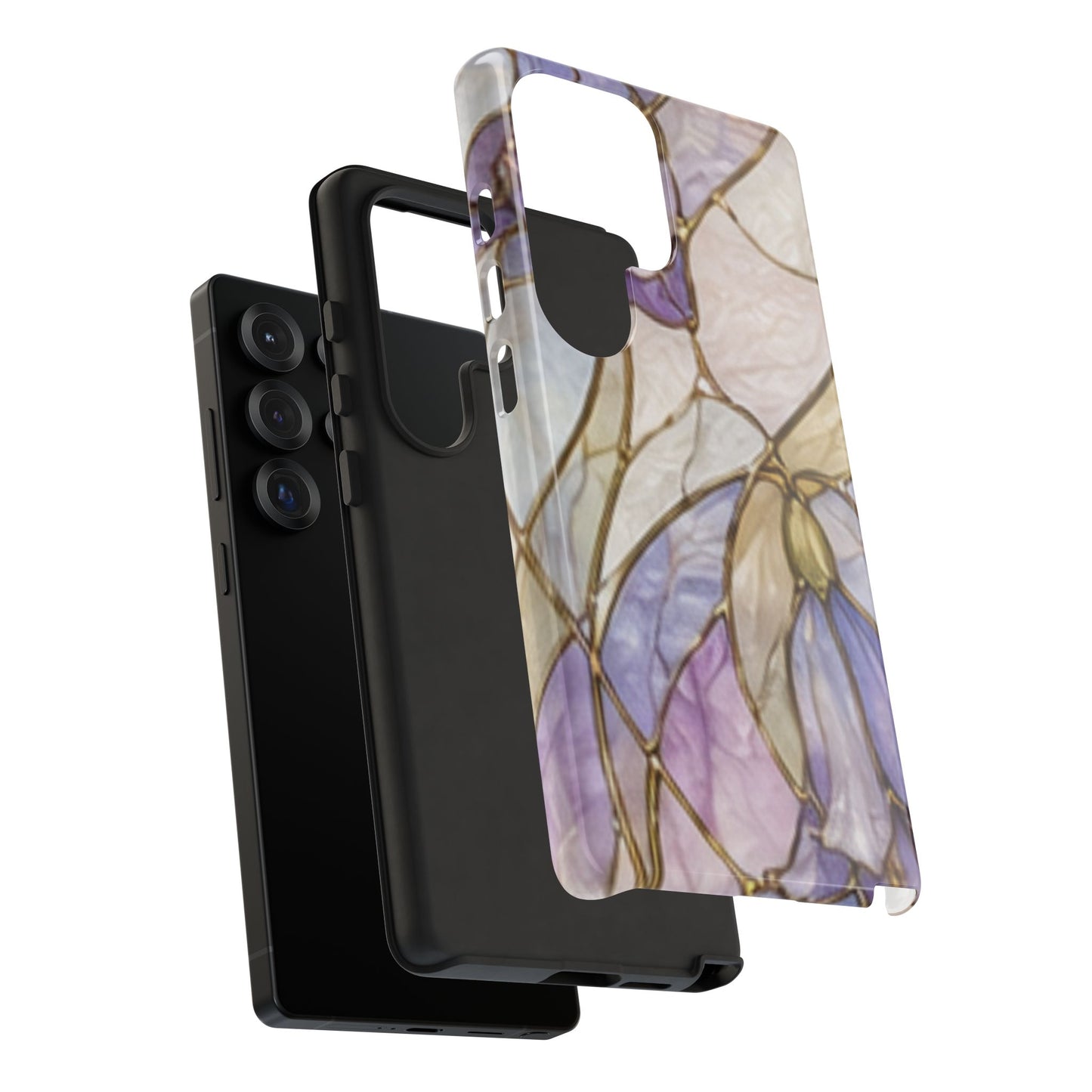 Lilac Meadows Stained Floral Glass Phone Case – Purple Lily Tough Case
