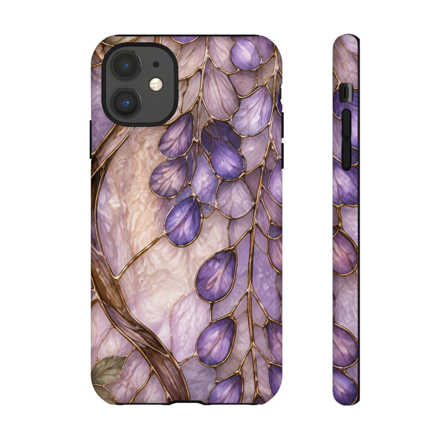 Wisteria Wilows Floral Lavender Vines Tough Phone Case- Stained glass floral collection