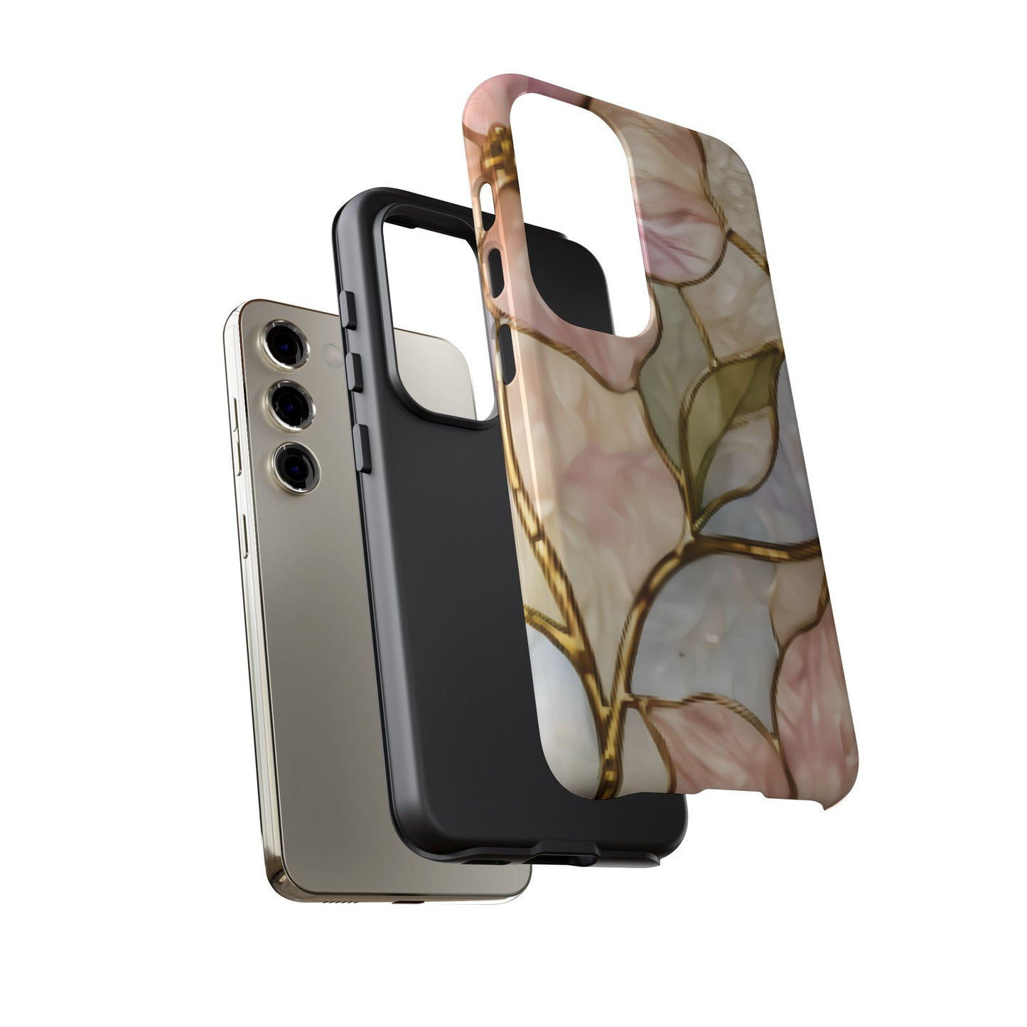 Pink Petals Floral Stained Glass Tough Case — Pastel Pink Protective Phone Cover