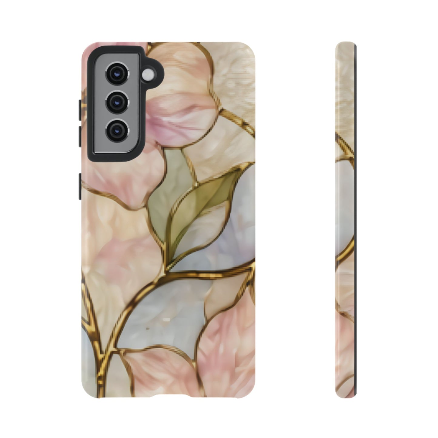 Pink Petals Floral Stained Glass Tough Case — Pastel Pink Protective Phone Cover
