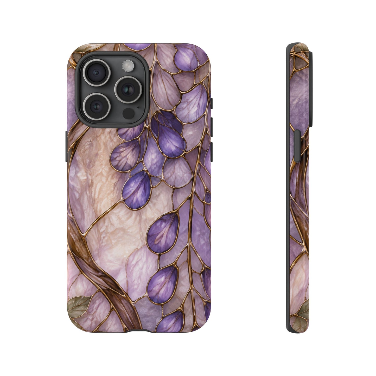 Wisteria Wilows Floral Lavender Vines Tough Phone Case- Stained glass floral collection