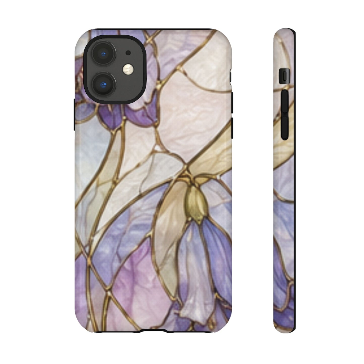 Lilac Meadows Stained Floral Glass Phone Case – Purple Lily Tough Case
