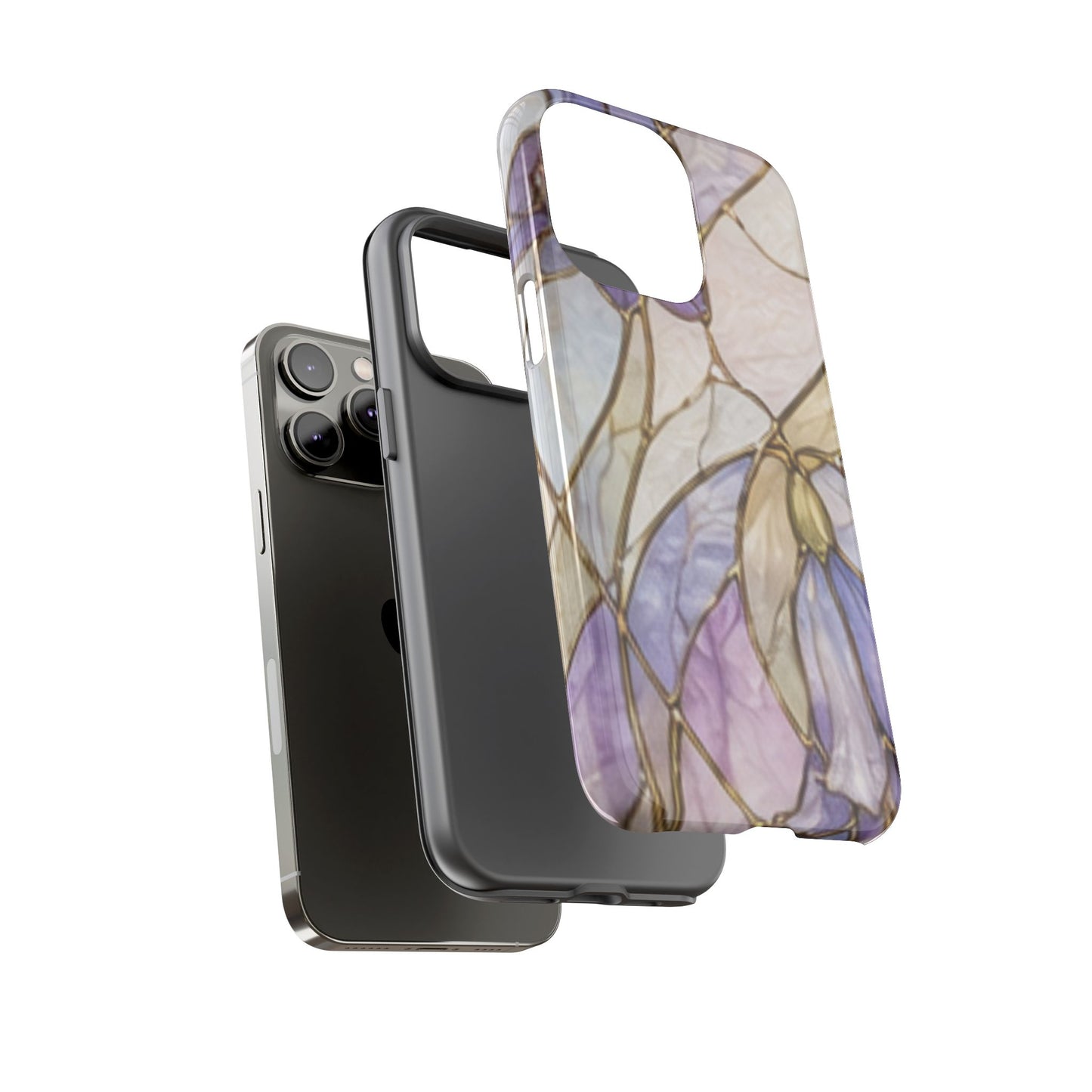 Lilac Meadows Stained Floral Glass Phone Case – Purple Lily Tough Case