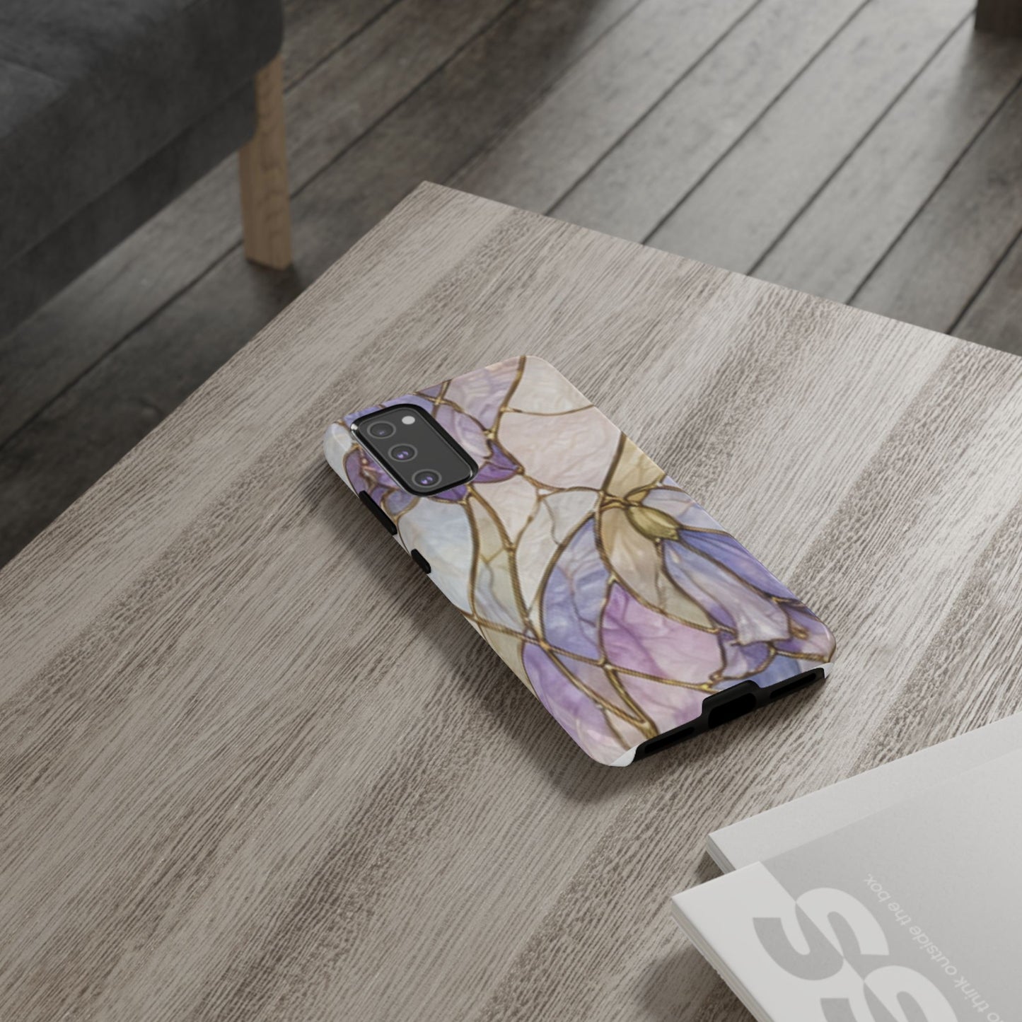 Lilac Meadows Stained Floral Glass Phone Case – Purple Lily Tough Case