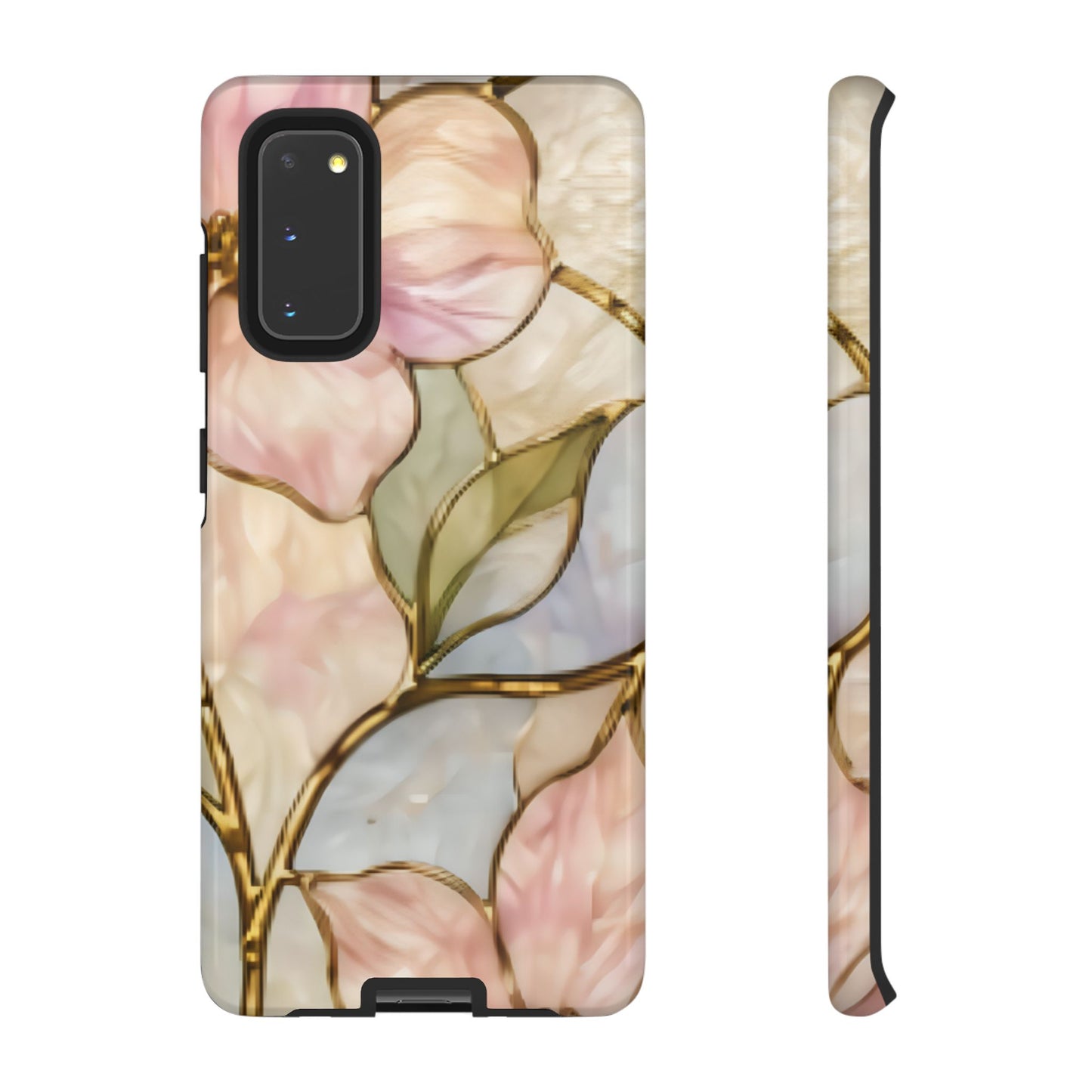 Pink Petals Floral Stained Glass Tough Case — Pastel Pink Protective Phone Cover